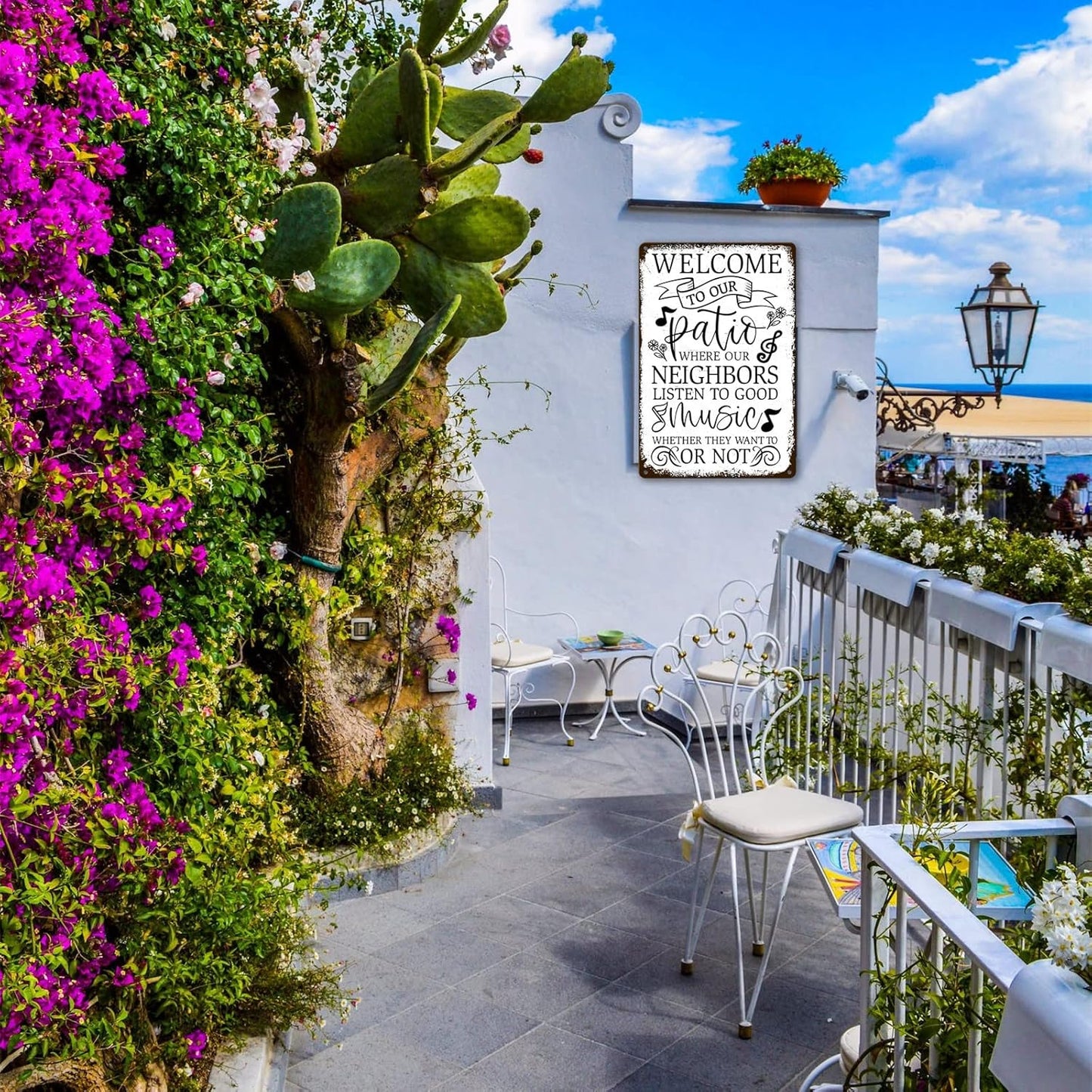 Welcome To Our Patio Sign Outdoor Metal Tin Signs Music Decor Farm Personalized Garden Signs Our Backyard Bar Metal Tin Signs Porch Signs For Garden Where The Neighbors Listen To Good Music Grilling