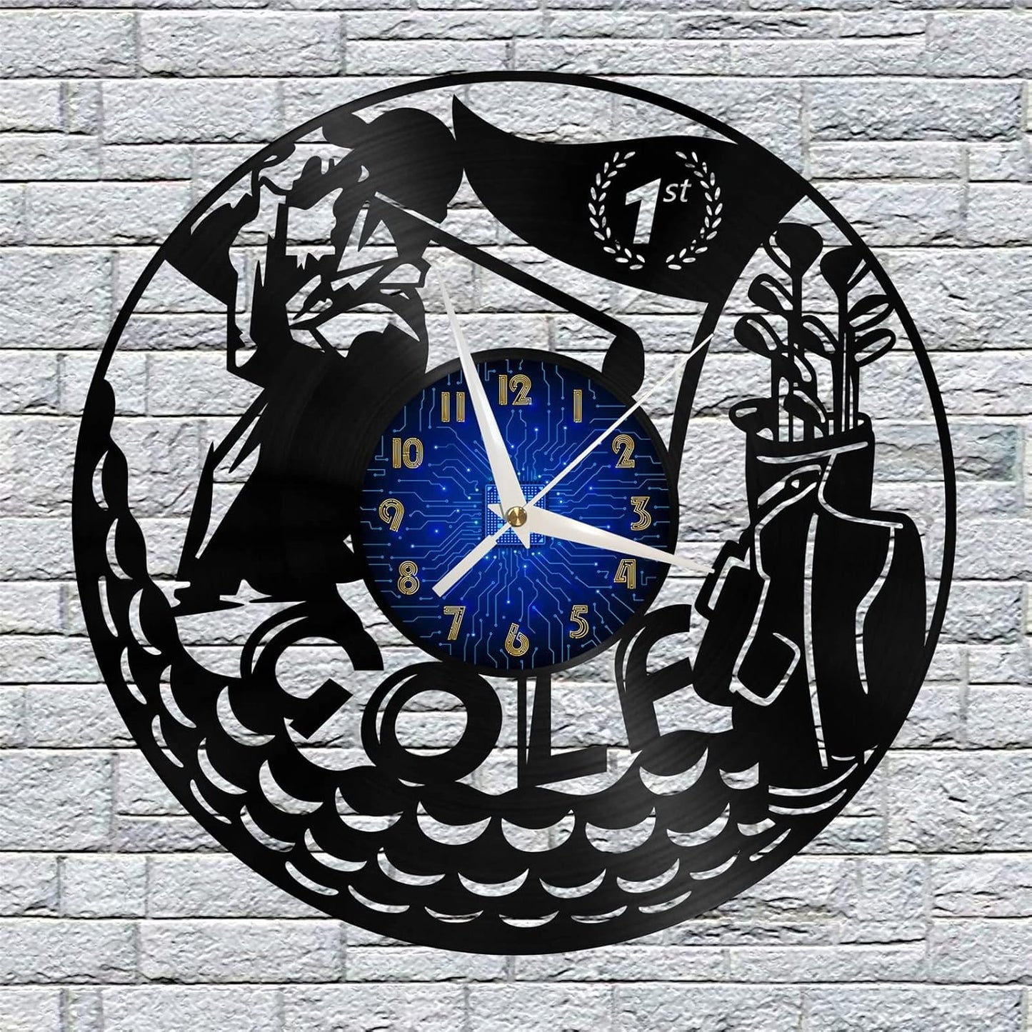 Golf Game Decoration Large Vinyl Wall Clock for Holiday,12 Inches Morden Art Wall Decor for Living Room.Best Gifts for Men/Women/Children(B-with L)