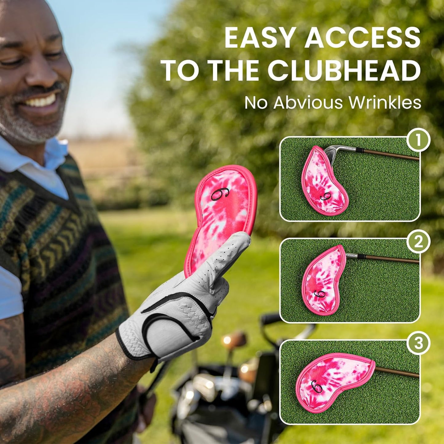 Golf Club Covers Iron Value 12 Pack Stylish Synthetic Leather Headcover, Embroidery Numbers Head Covers Universal Protector Fit Main Iron Wedge Clubs, Accessories Travel for Men Women