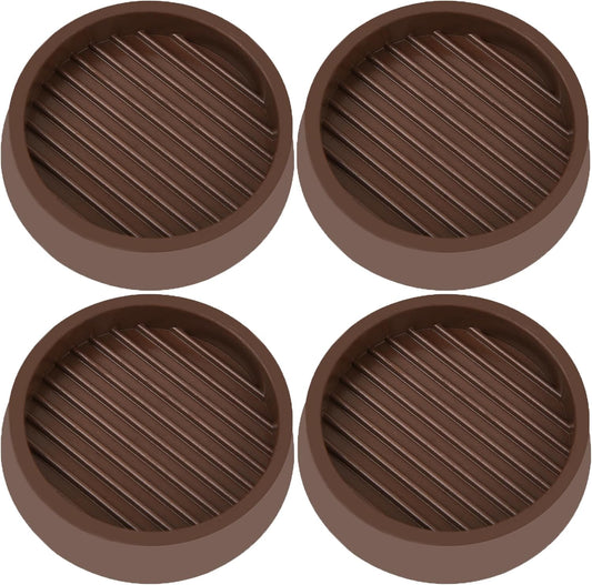 4X4 Round Rubber Caster Cups, Non Slip Furniture Pads, Anti-Slip Gripper, Anti Skid Furniture Feet, Anti Slide Floor Protector for Bed Couch Table Chair Stoppers (Brown, 4 Pack)