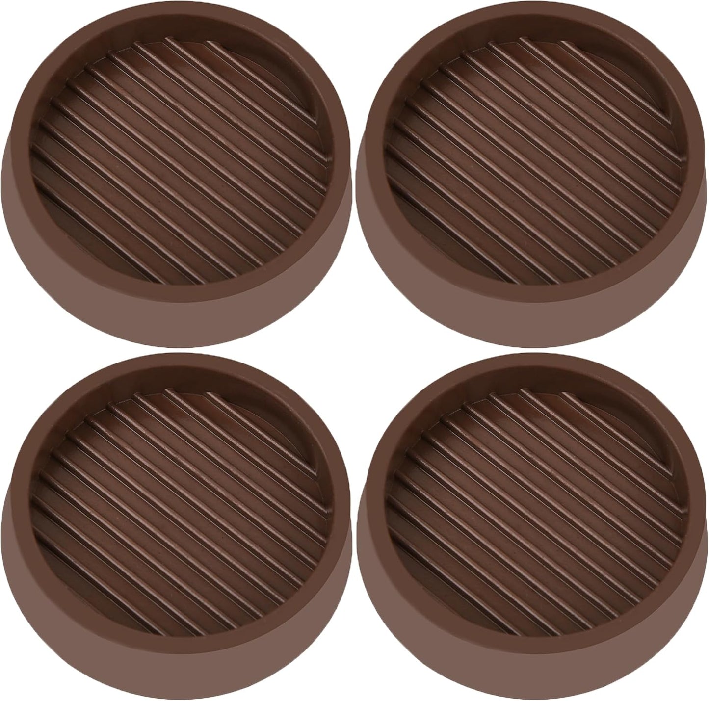 3X3 Round Rubber Caster Cups, Non Slip Furniture Pads, Anti-Slip Gripper, Anti Skid Furniture Feet, Anti Slide Floor Protector for Bed Couch Table Chair Stoppers - Brown, 4 Pack