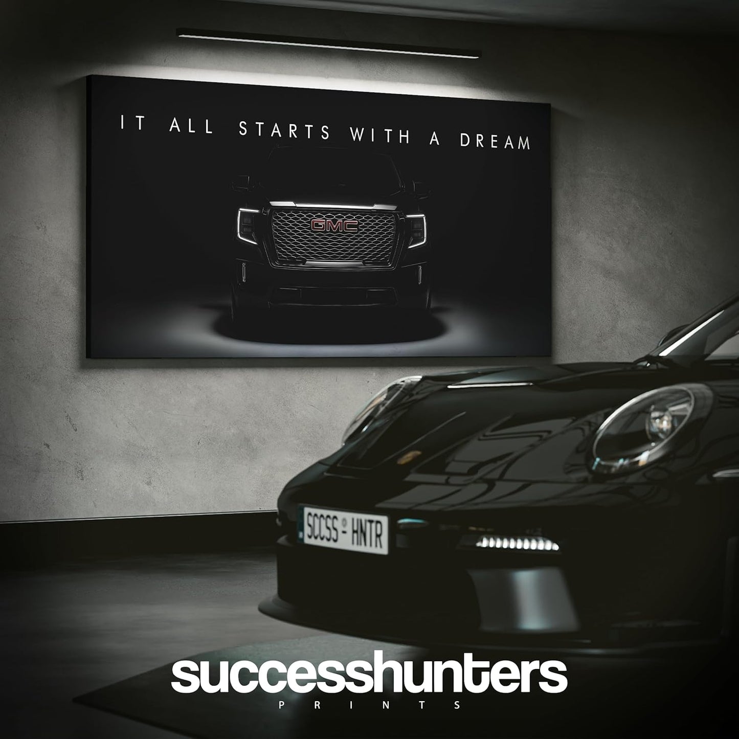 Motivational Wall Art for Office, Super Car Art Canvas, Inspirational Automotive Decor for GMC Yukon Denali Ultimate Sportscar Lovers, Motivational Wall Decor for Home, Car Poster (8" x 8" in)