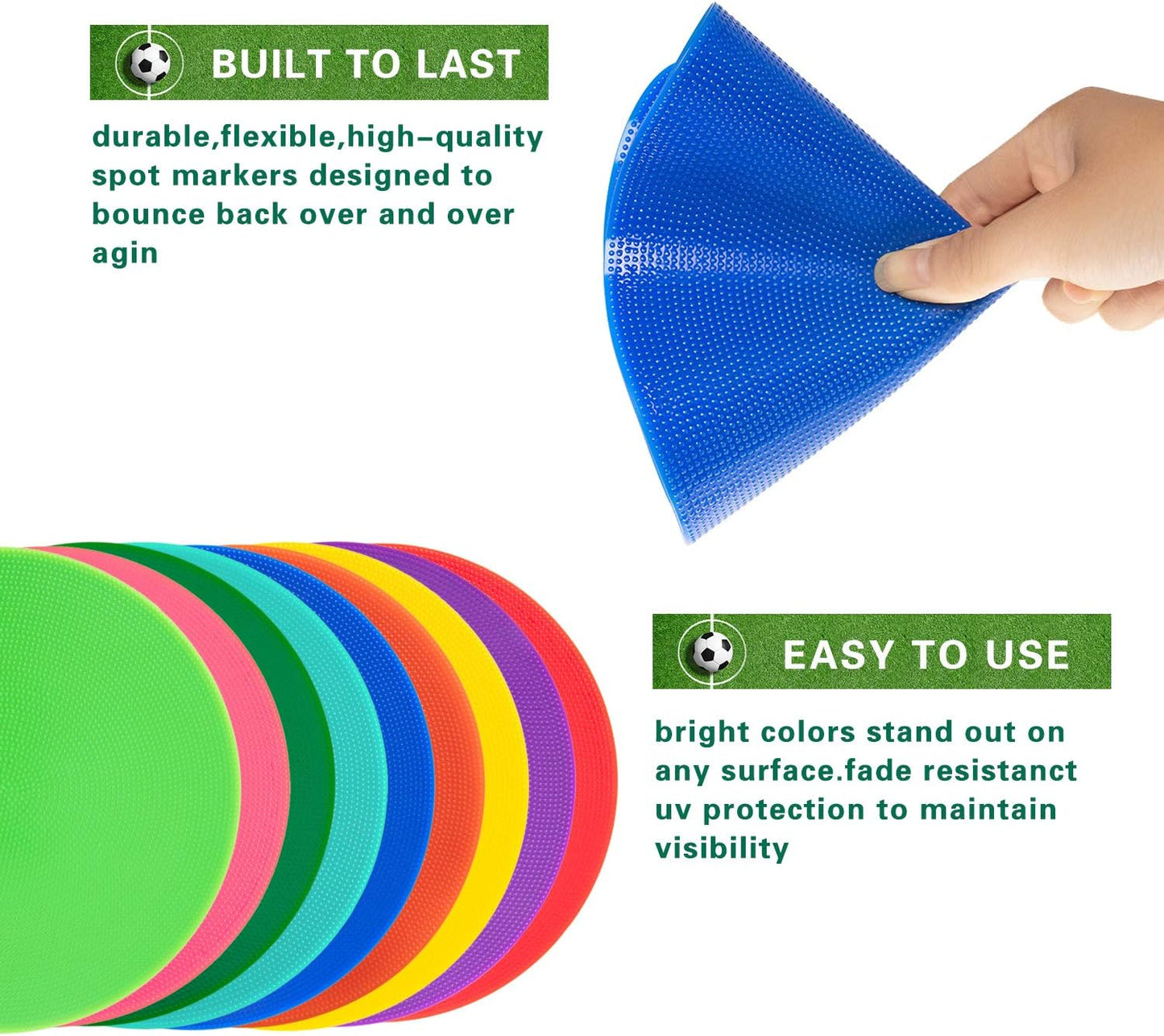 Spot Markers 18 Pcs 9 Inch 10 Inch Non Slip Rubber Agility Markers for Football, Basketball Training Markers,School Activities, Exercise Drills