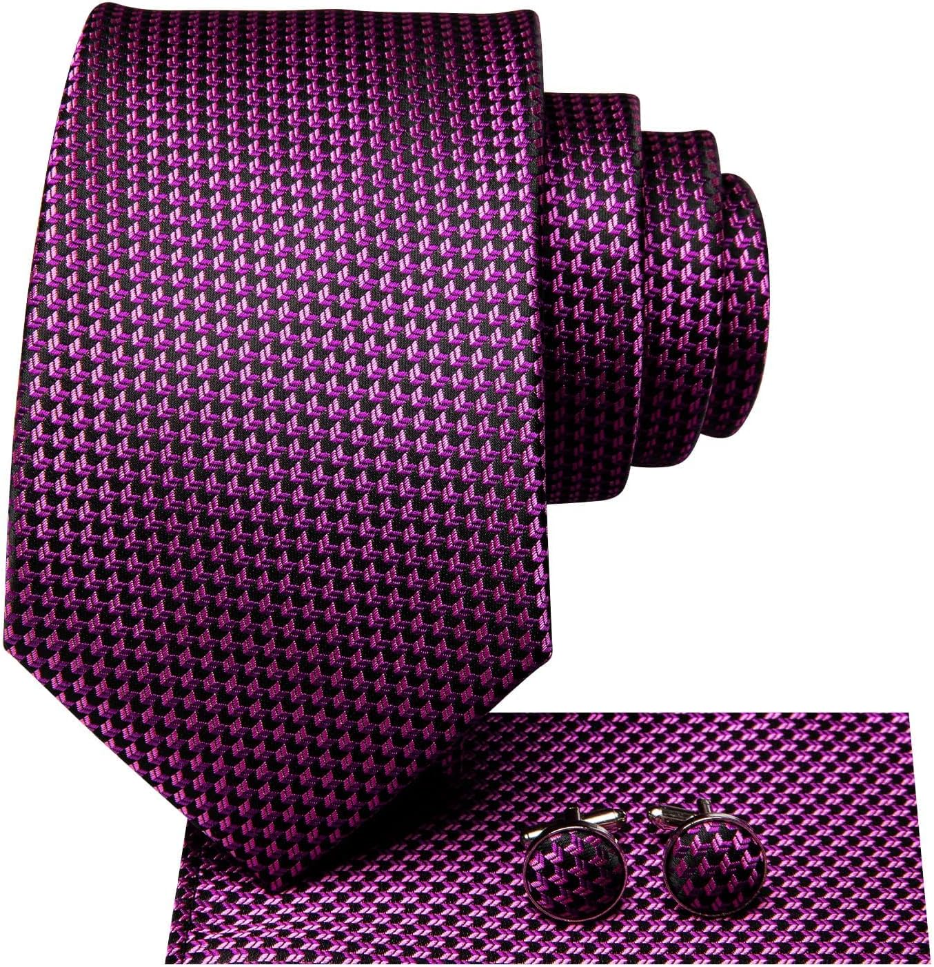 Hi-Tie Men 63inches Tie Set Extra Long Necktie Paisley Tie Pocket Suqare Cufflinks Big and Tall Men Tie