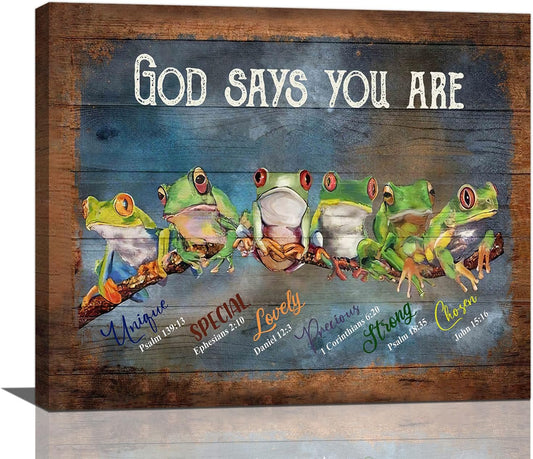 Frog Wall Art, Frogs Pictures Wall Decor God Says You Are Canvas Prints Framed Artwork Paintings Home Office Decorations For Bathroom Bedroom Living Room Kitchen 24l X 20w