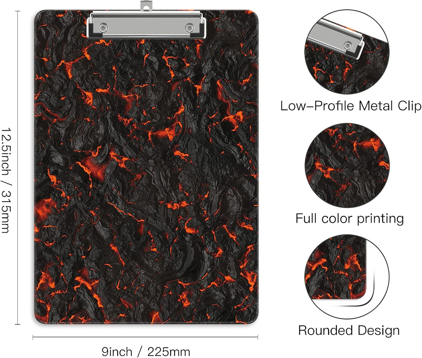 Plastic A4 Clipboards, Cute Clip Board Stardard Letter Size 9 x 12.5 in, Office Decorative for Students Women Men and Kids, Magma