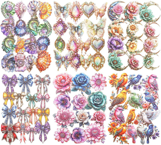 Pearl Treasure Box Sticker Set, 120Pcs Retro Cardstock Stickers for Scrapbooking, Journaling, DIY Crafts, and Art Decoration