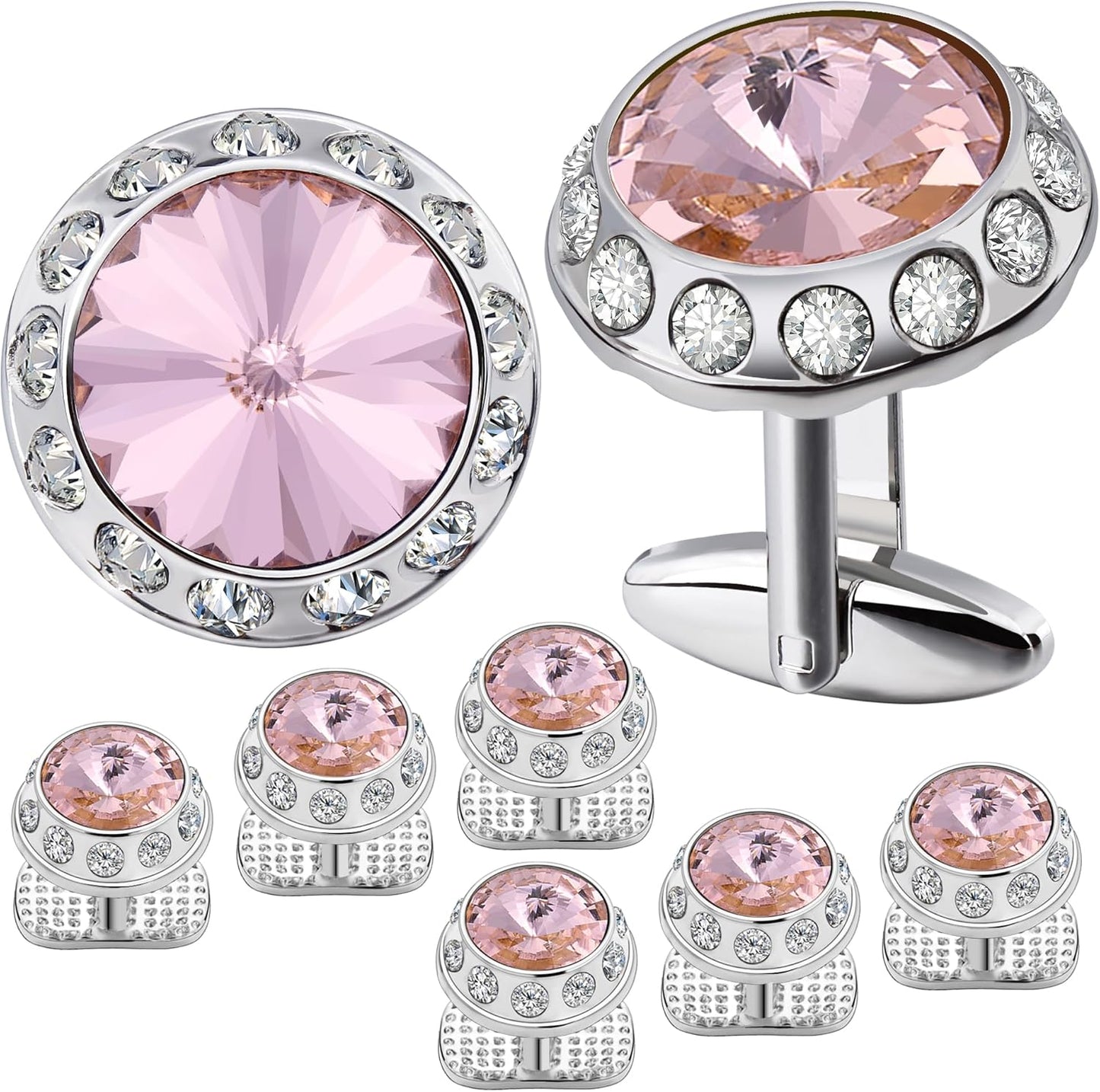 HAWSON Birthstone Tuxedo Studs and Cufflinks Set for Men's Suit Tuxedo Formal Dress Shirt Wedding Business Party Accessories