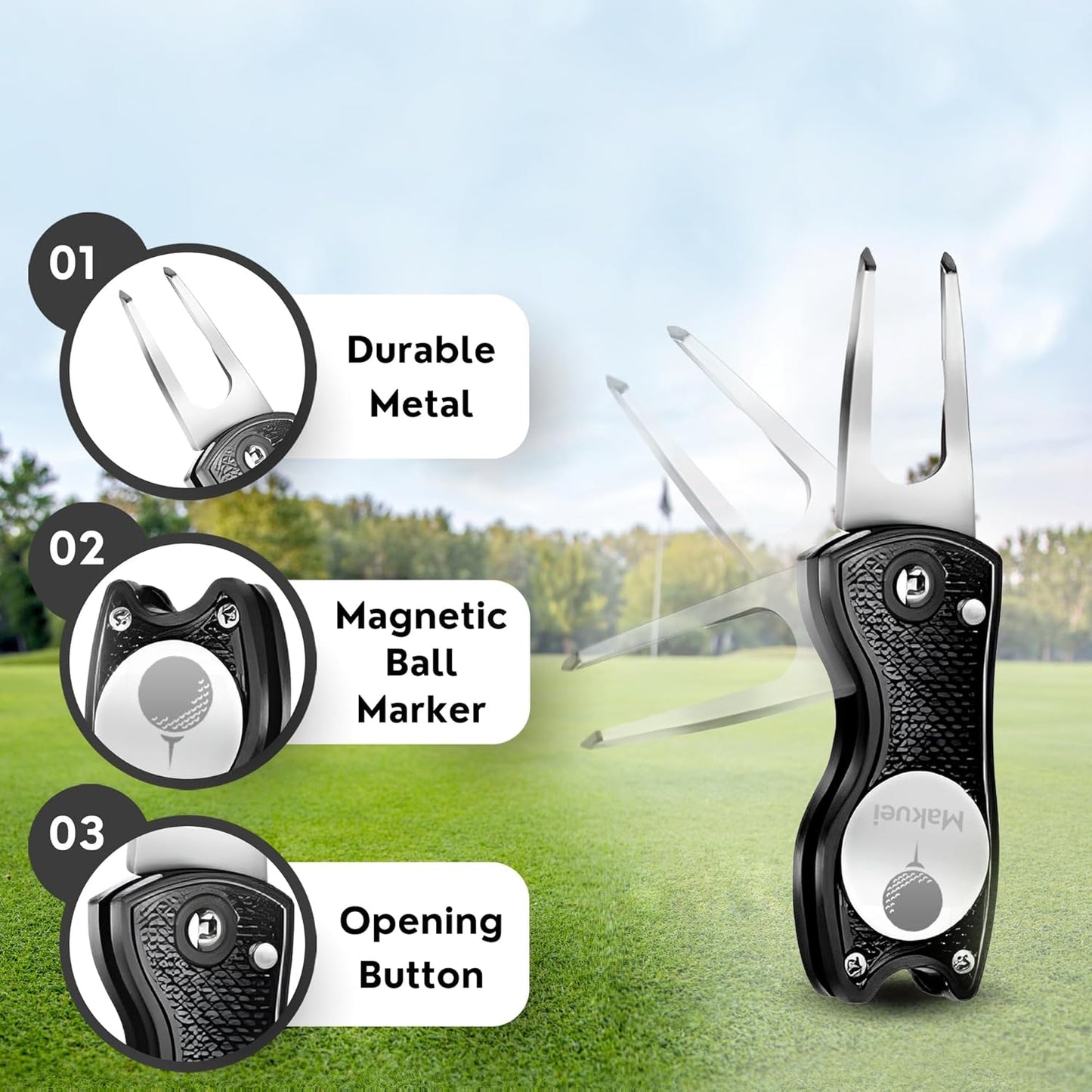 Makuei Golf Water Brush with Golf Towel and Divot Tool - Durable Golf Kit - Elevate Your Golfing Performance Today with Our Golf Cleaning Kit - Best Golf Gift for Golfers