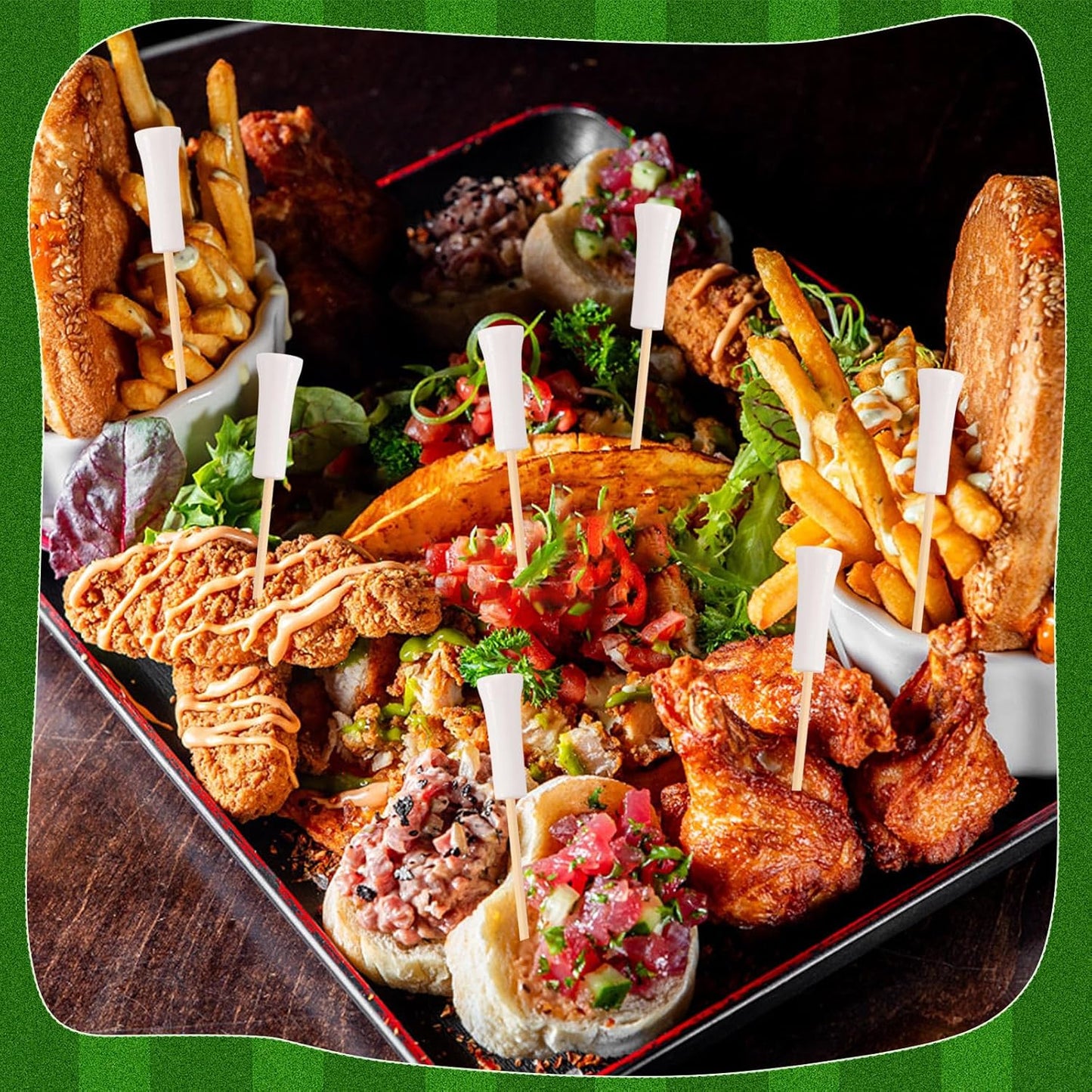 100Pcs Golf Toothpicks Golf Tee Cocktail Picks Golf Party Decorations for Appetizers Bamboo Cocktail Sticks Skewers for Drinks Fruits Desserts Charcuterie Sandwich