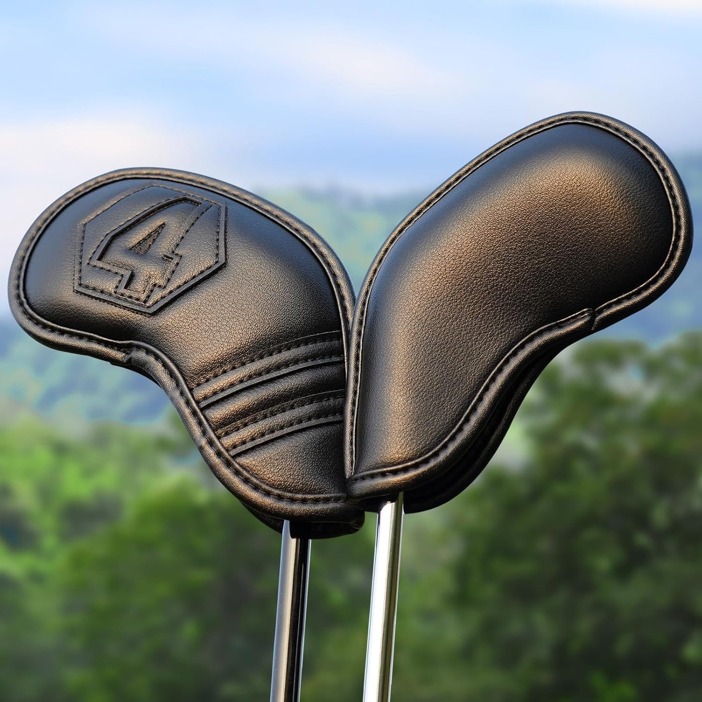 Magnetic Golf Iron Covers Set 10 Pcs Golf Iron Headcovers PU Leather Easy Off/On Protective Cover