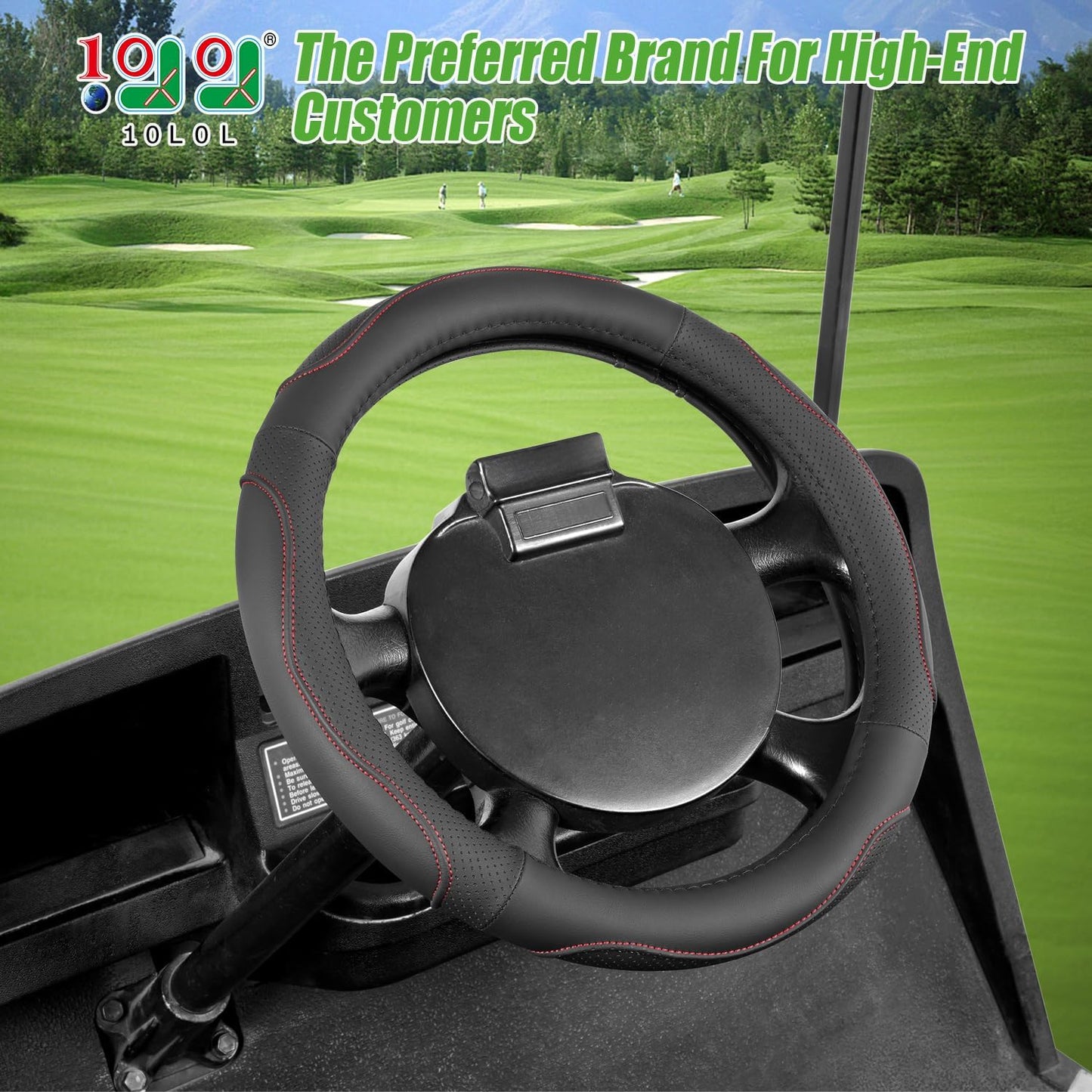 10L0L 13 Inch Golf Cart Steering Wheel Covers for EZGO TXT&RXV, Upgraded Microfiber Anti-Slip Steering Wheel Cover with Pu Leather