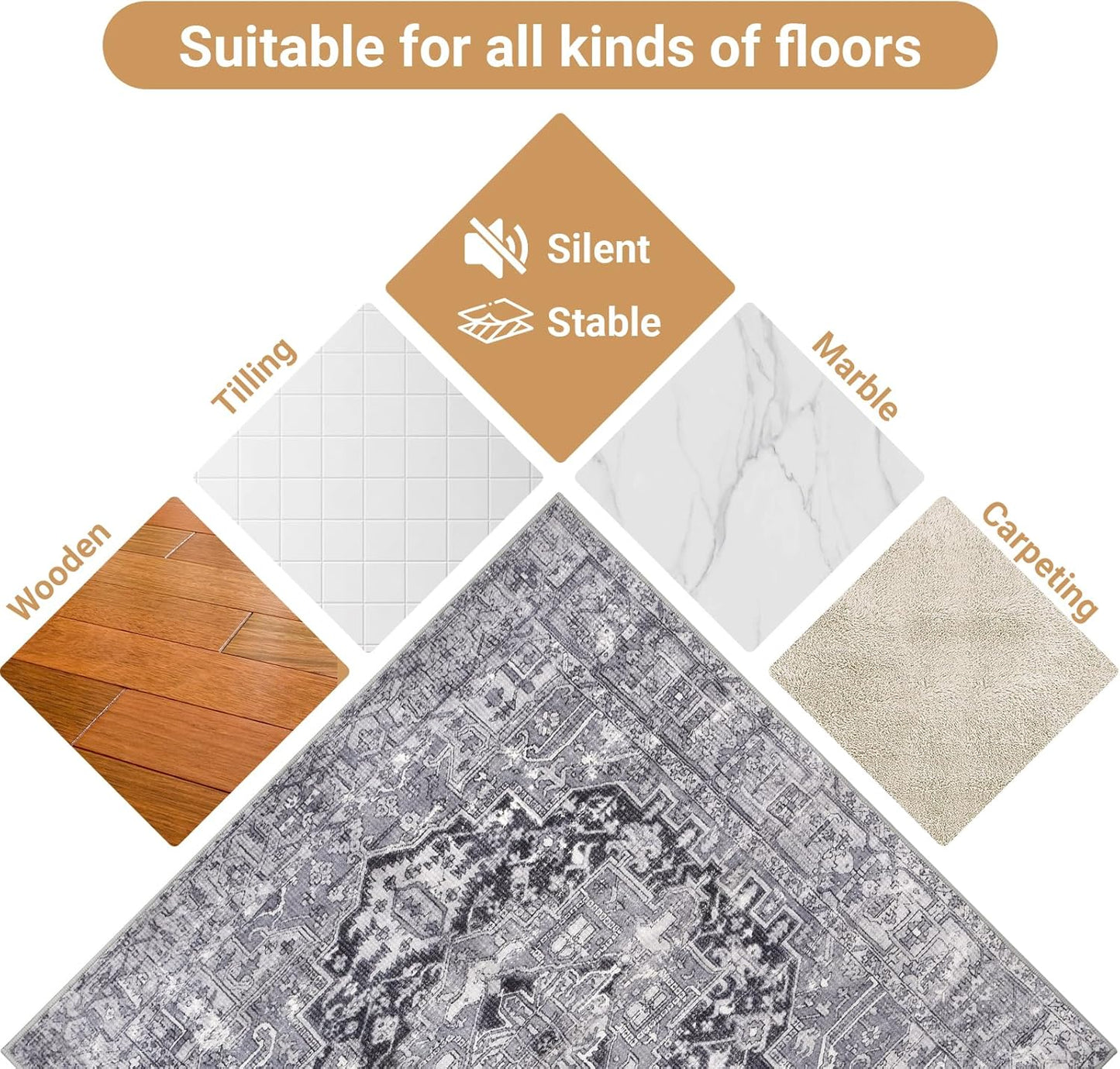 Recliner Chair Mat, Recliner Pads for Hardwood Floors, Non Skid Rubber Furniture Gripper Pads for Recliners, 31.5inch Diameter Low Pile Heavy Duty Non Slip Multi-Purpose Desk Chair Mat Rug