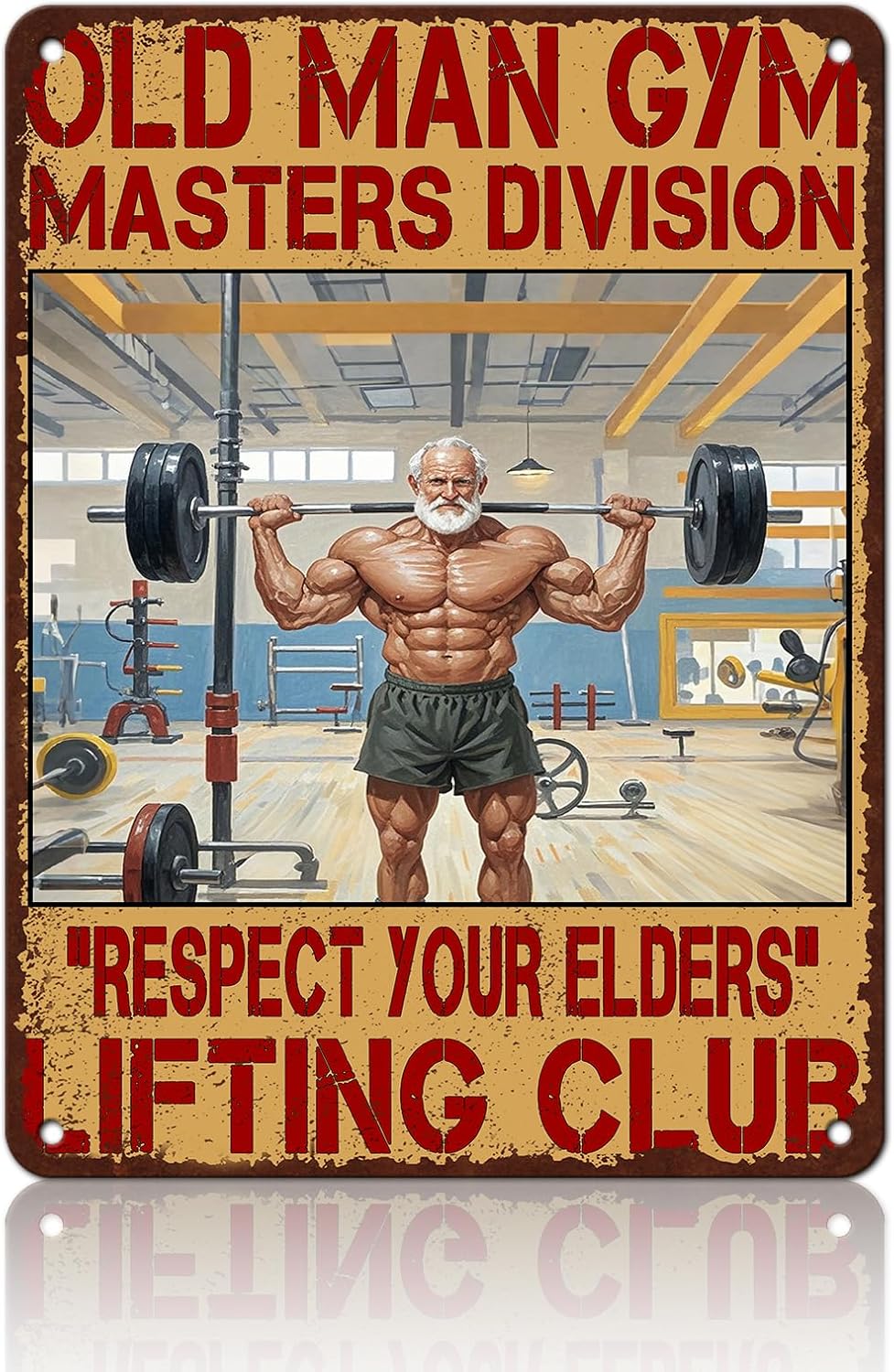 Gym Posters Old Man Gym Metal Tin Sign Weightlifting Home Bar Pub Poster Garage Restaurant Kitchen Cafe 12x16 Inch
