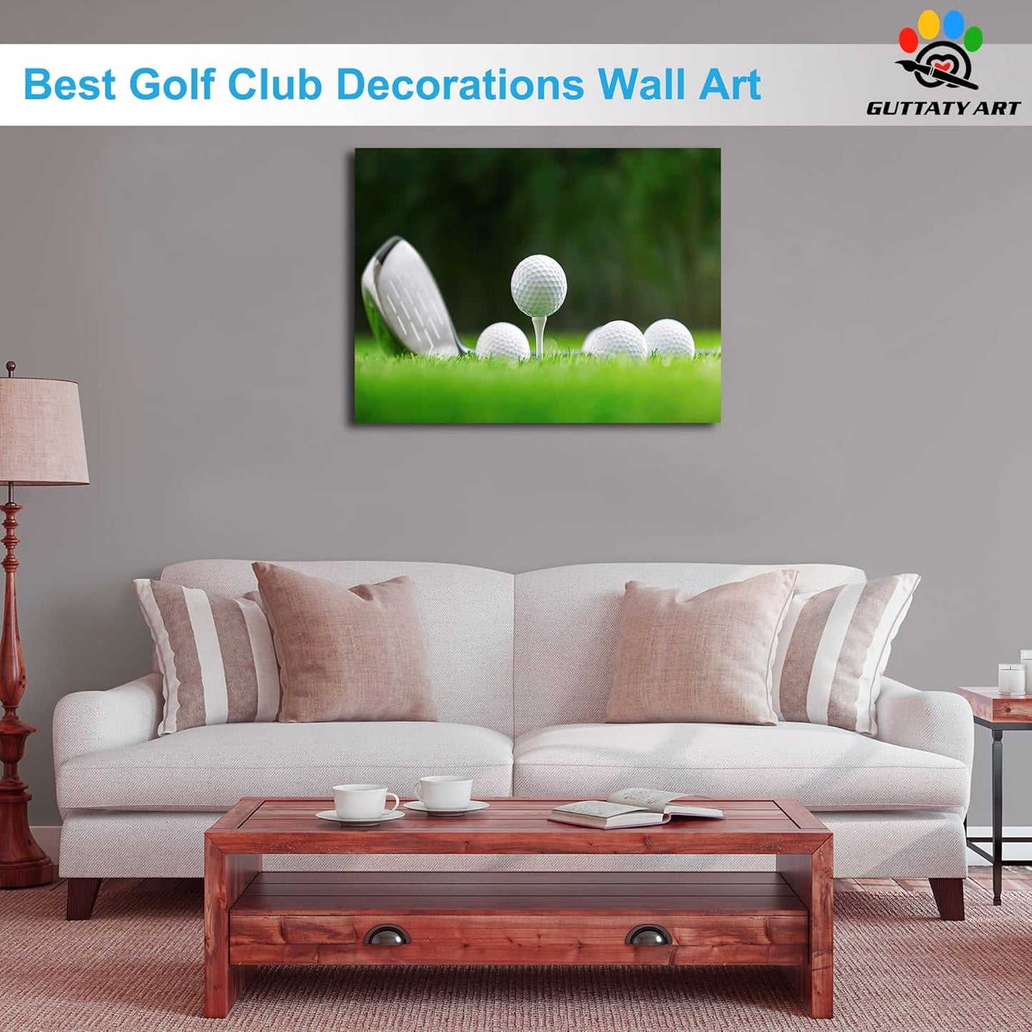 Golf Canvas Wall Art, Golf Course Wall Art Painting Prints for Living Room Wall Decor, Close Up of Golf Balls Poster Picture for Bedroom Decor, Framed Artwork for Office Home Decoration 18x24 Inches