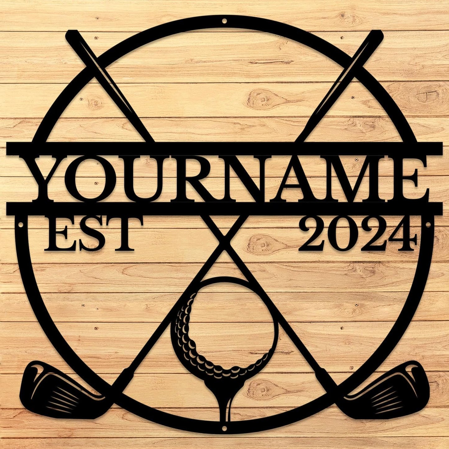 Golf Art Metal Signs,Custom Golf Metal Name Signs,Personalized Golf Signs,Black Golf Metal Wall Art Signs,Golfball Home Outdoor Metal Signs (Style G)