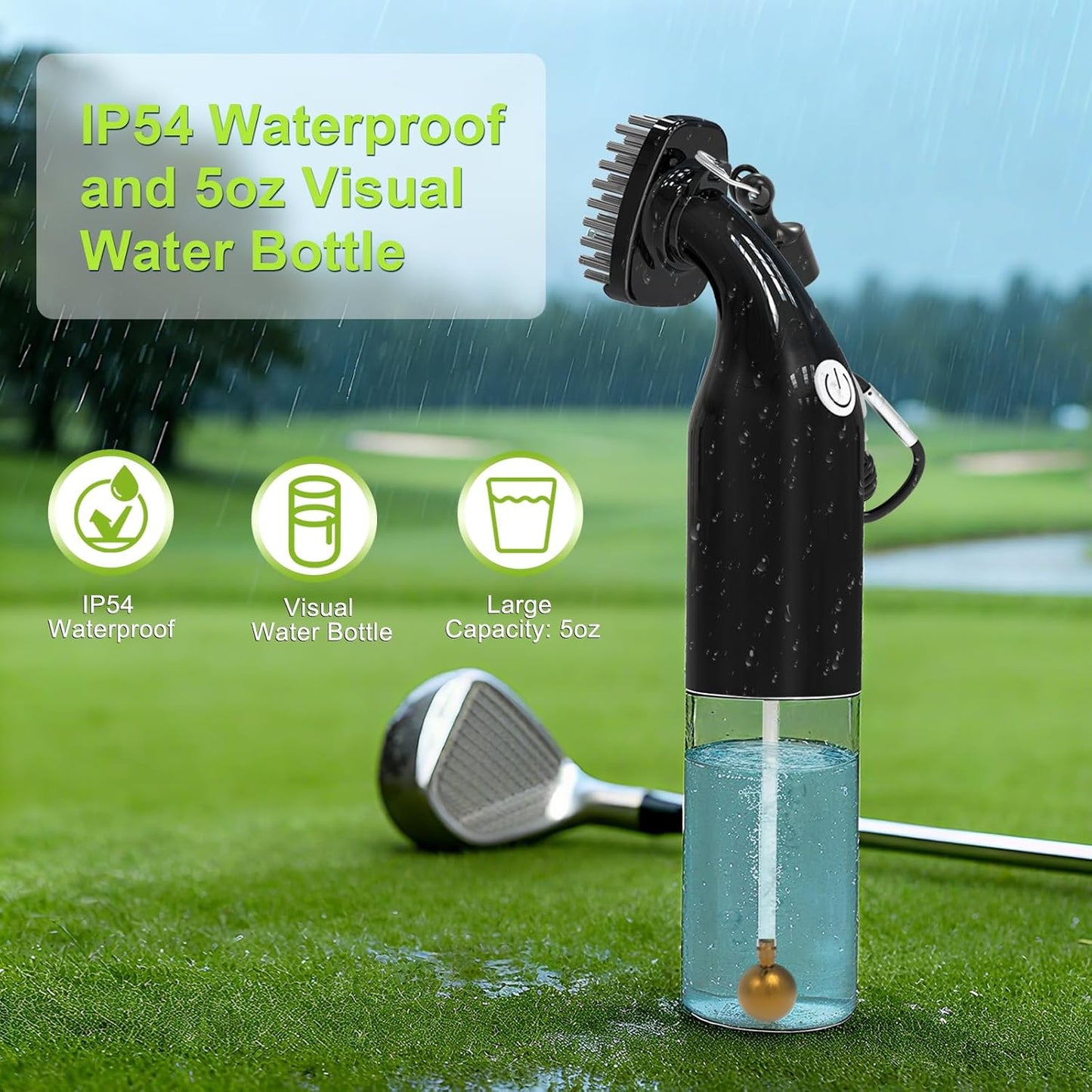 Electric Golf Club Cleaner Brush: AA Battery Powered for Effortless Cleaning - Golf Club Brush for Golf Accessories - Holds 5oz Water - Magnetic Clip - Golf Gifts for Golfer Men