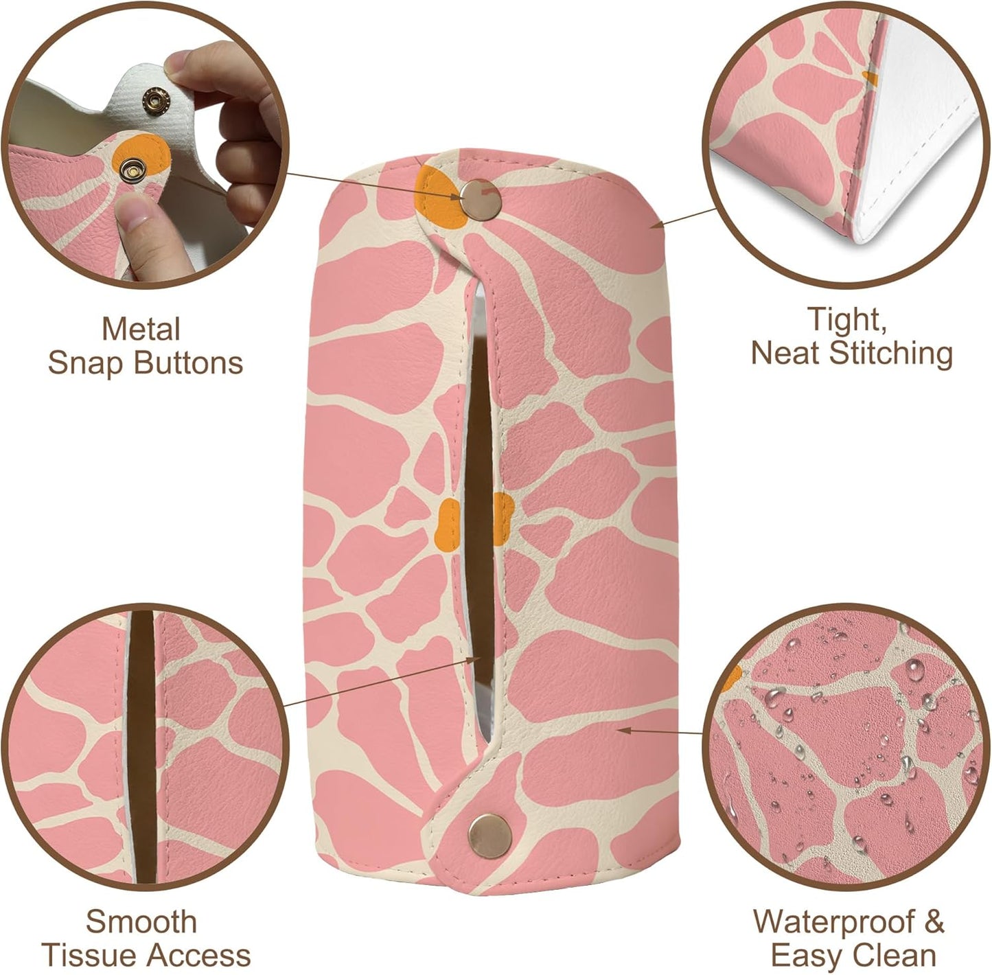 Pink Retro Groovy Flower Tissue Box Cover Holder – Rectangular Tissue Organizer, Decorative Napkin Box Case for Home, Office & Car