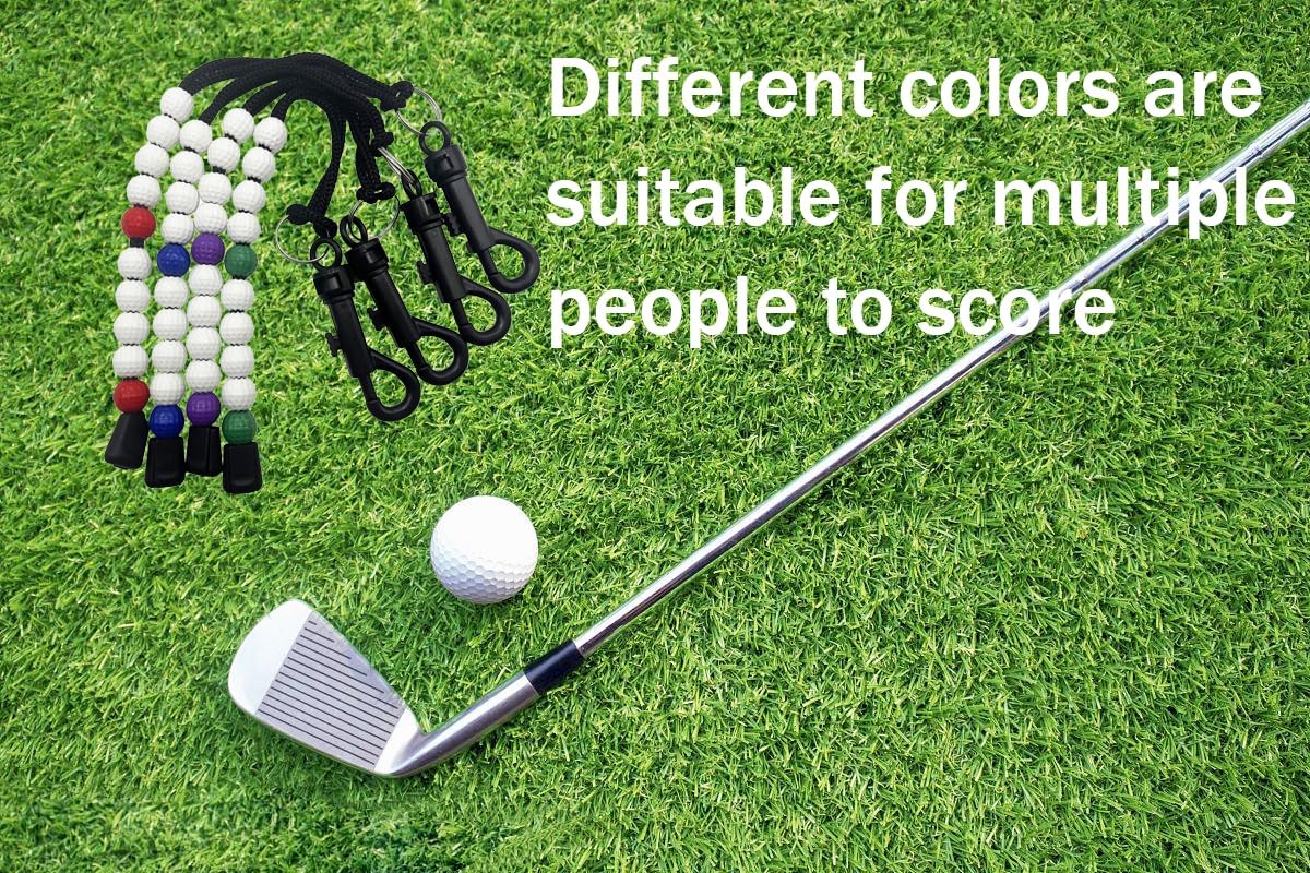 Golf Stroke Counter, 4 Pack Golf Beads Score Counter with Clip for Referee Caddy Golfer