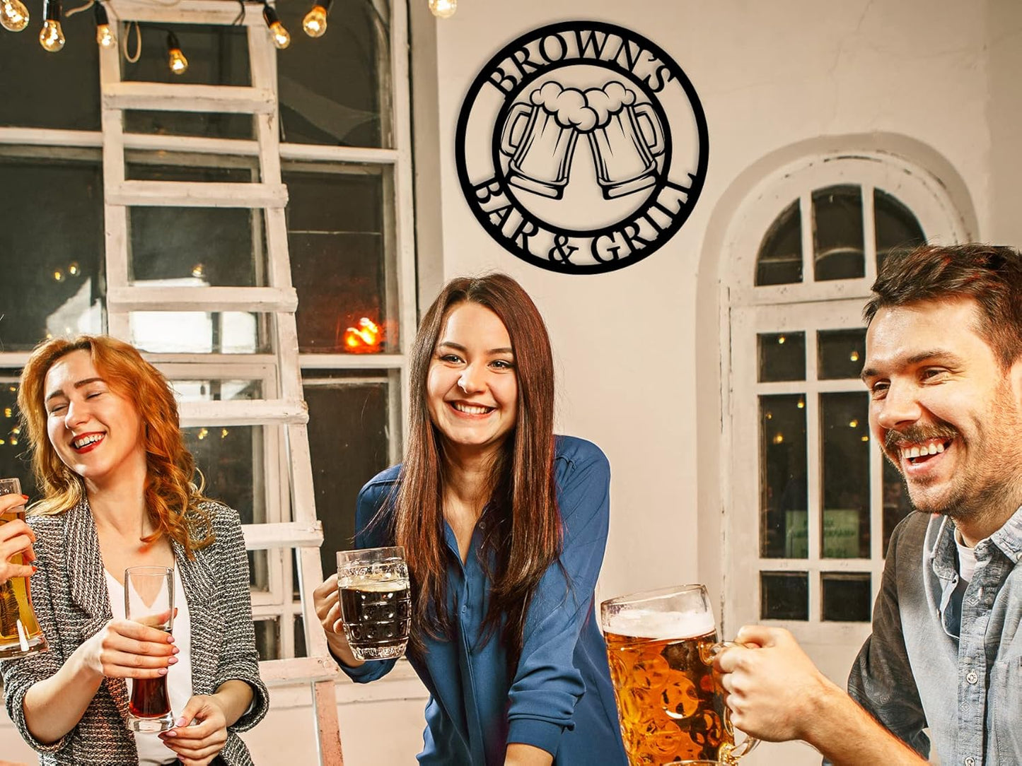 Personalized Brewery Metal Sign, Personalized Beer Mugs Metal sign, Custom Beer Room Decor