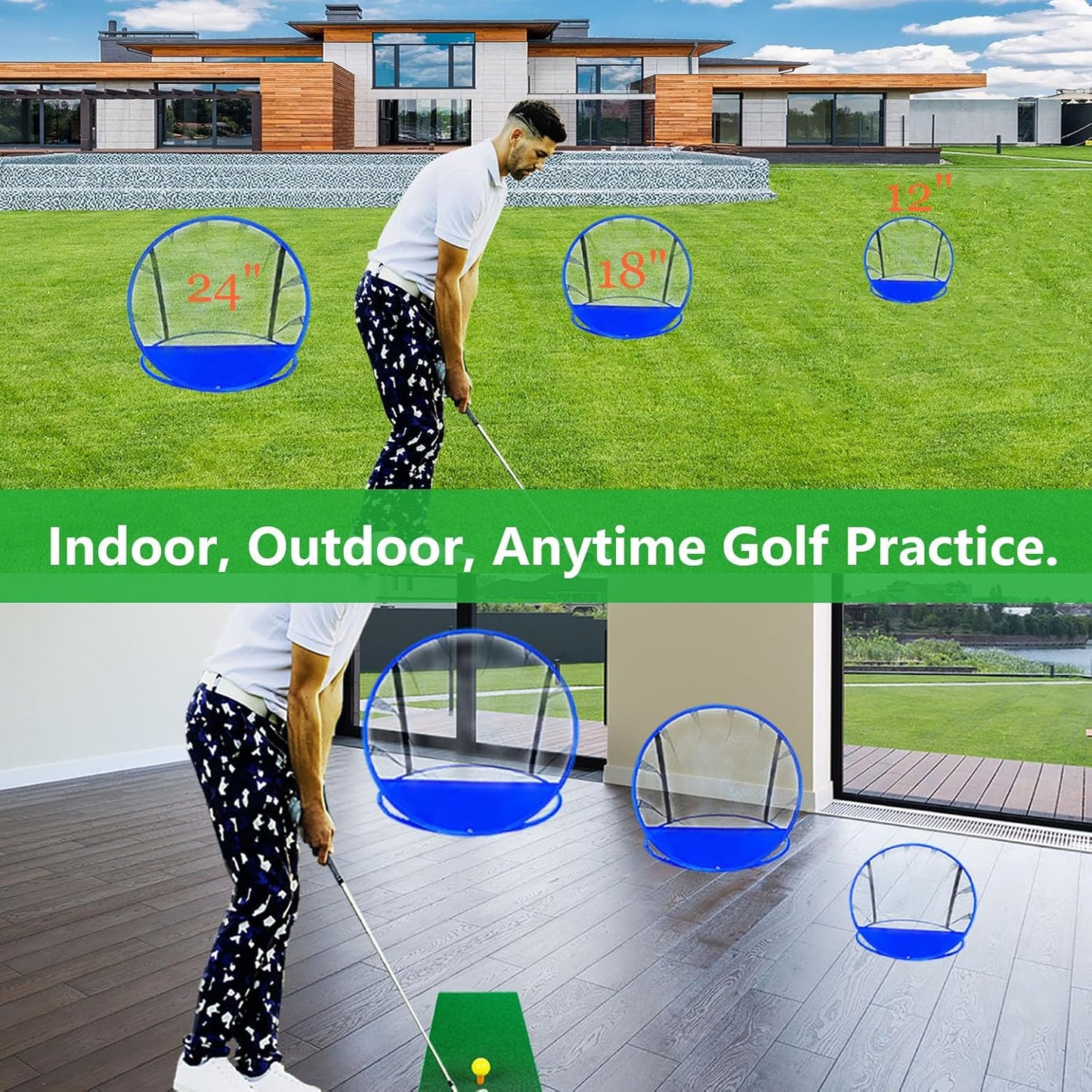 Golf Chipping Net, Pop-Up Practice Net with Carry Bag, Foldable Backyard Target for Indoor & Outdoor Golf Game, Gift for Men, Adults & Teen Golfers