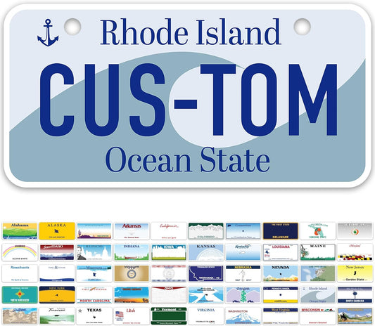 Mini License Plates, Personalized License Plates, Custom for Car, Bikes, ATV, Kids Car, Golf Cart, Jeep, 2x4 Inch, Rust-Free Fade Resistant Aluminum, USA Made by My Sign Center (Rhode Island)