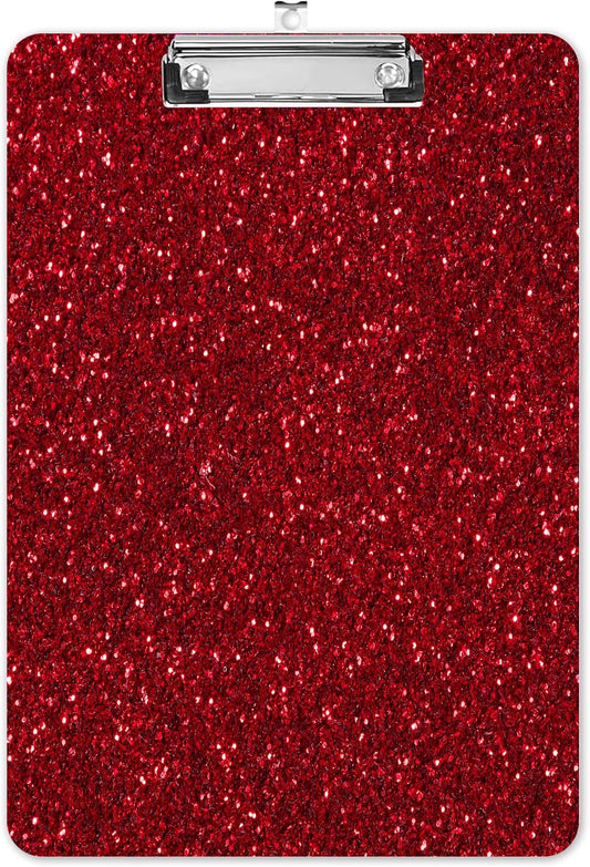 Fashion A4 Clipboard, Standard Letter Size 9" x 12.5", Decorative Wooden Clipboard with Low Profile Metal Clip for Office, School, Teachers, and Students, Red