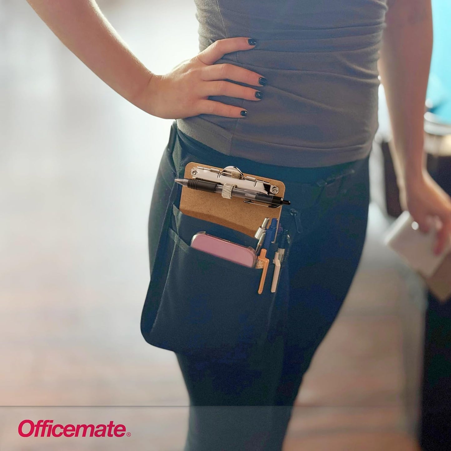 Officemate 5" x 9" Clipboard for Receipts, Low Profile Metal Clip & Pen Holder on Side, Memo Size for Restaurants, Hotels, Food Trucks, Bars, Schools, and Other Venues, 12 Clipboards (83158)