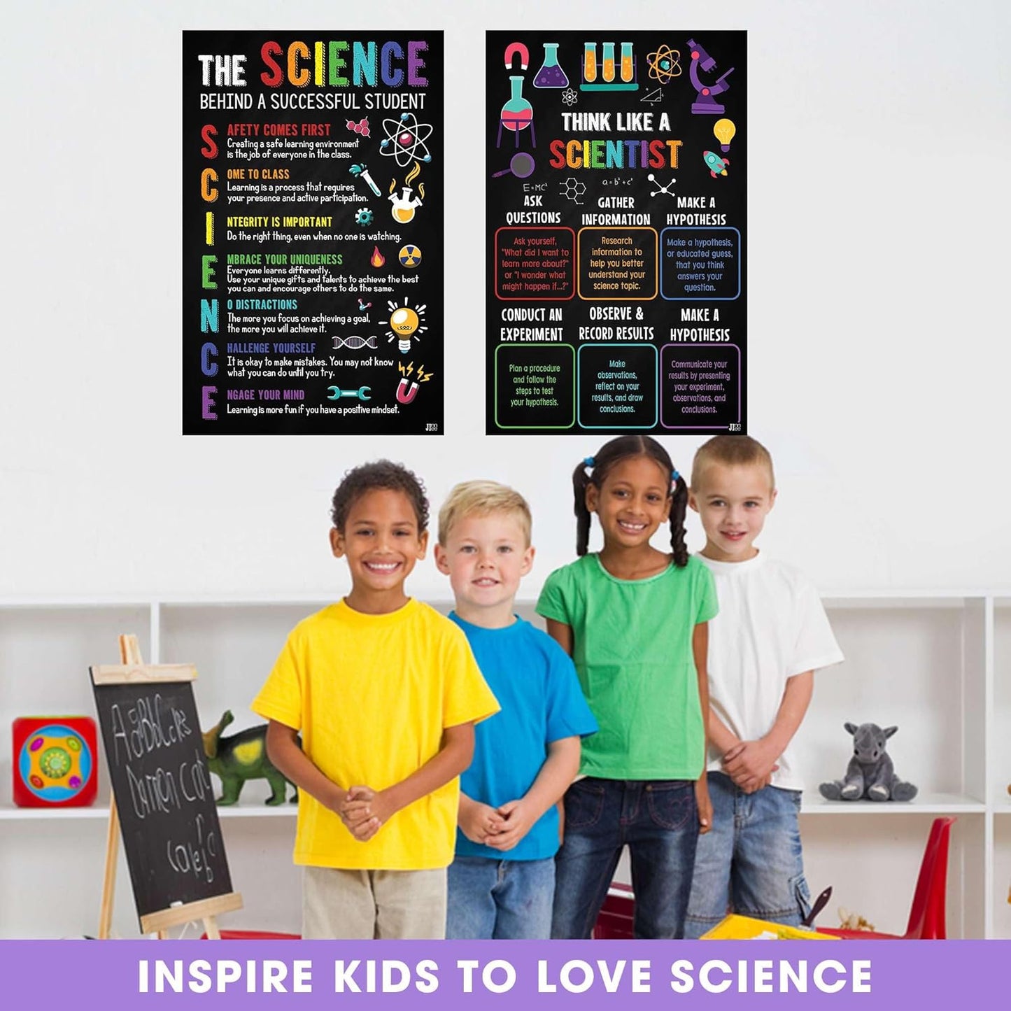 Jinniee 2 Pieces Science Class Rules Poster Science Lab Printable Art Science Teacher Supplies Scientist Poster For Middle and High School Education School Counseling Wall Art Sets 11x17 Inch
