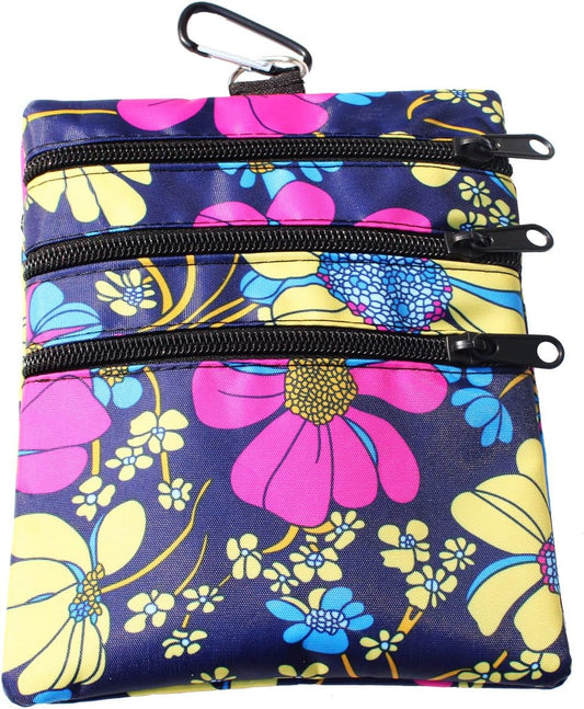 Golf valuables Pouch, Zipper Golf Ball Bag with 4 Pockets, Golf Accessories Pouch for Storing Balls,tees,Mobile Phone,Keys, Cards and Cash, Great Gift for Golfers