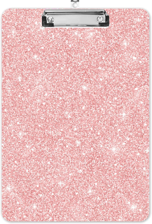 Fashion A4 Clipboard, Standard Letter Size 9" x 12.5", Decorative Wooden Clipboard with Low Profile Metal Clip for Office, School, Teachers, and Students, Rose Gold