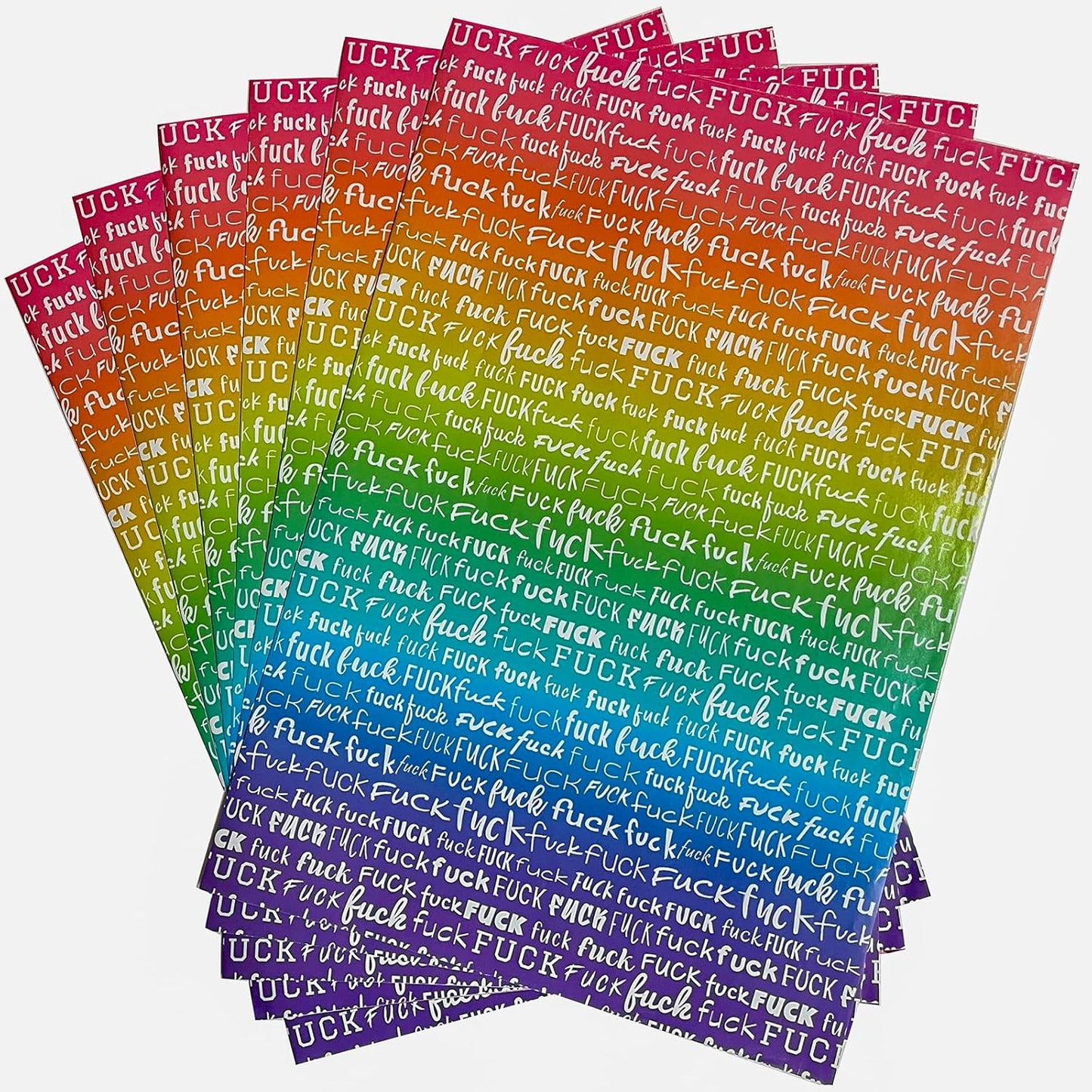 Dtiafu Funny Wrapping Paper Rude Words Gift Wrap for Women Men Adult Friends - 6 Pcs Colorful Rainbow Gift Wrap - Great for Birthday Wedding Christmas - 20 x 28 Inch Per Sheet