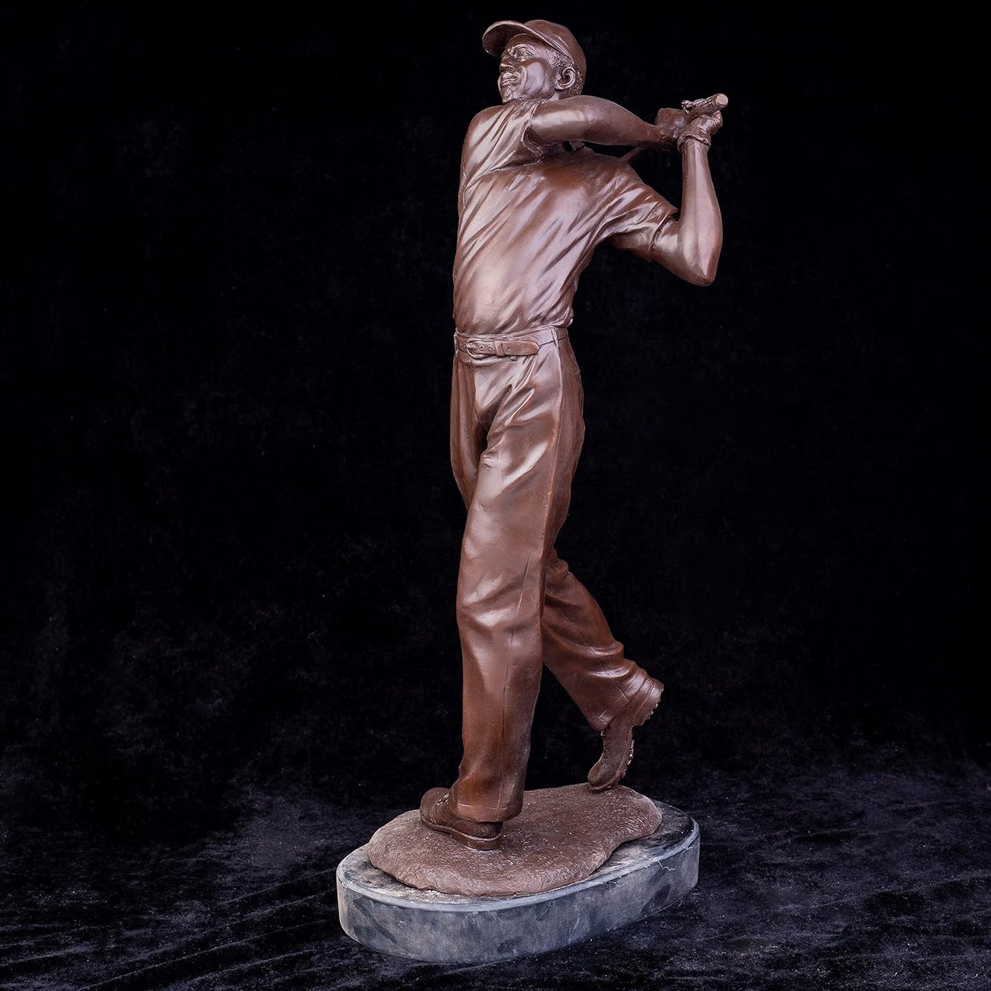 Realong Classical Golf Man Bronze Statue, 22.8'' Bronze Golfer Figurine Sculpture Modern Art Home Office Decor Crafts Ornament Gift