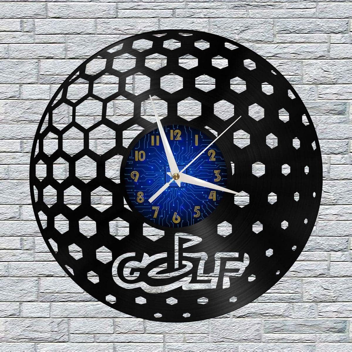 Generic Golf Club 2 12 Inch Vinyl Record Wall Clock - Silent, Creative, and Unique Clock for Living Room, Entryway, or Bedroom Decor Idea(12 inchs B Without LED), Blue