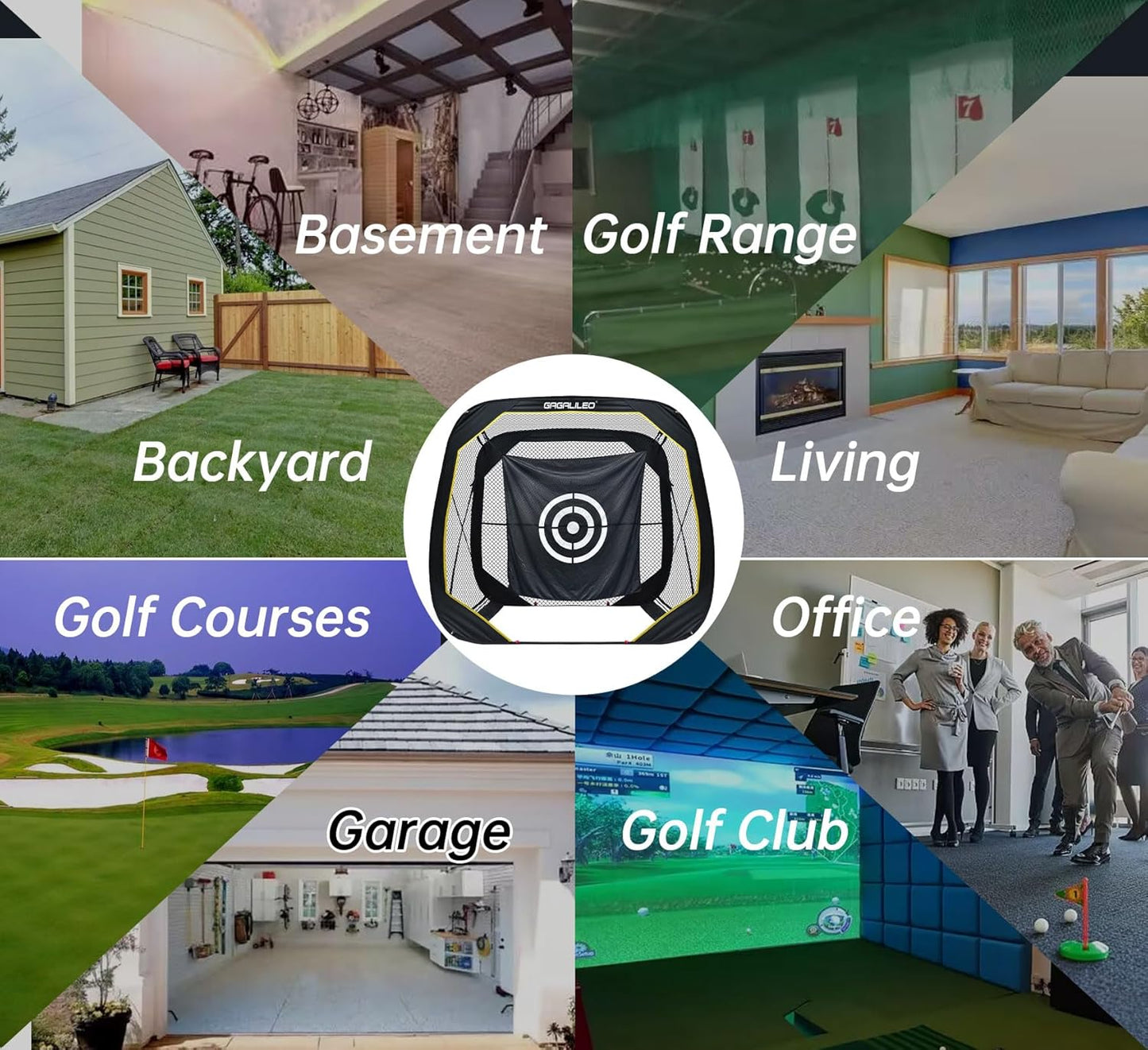 Gagalileo Golf Pop-Up Hitting Cage: Practice Net with Target Portable Backyard Garage Training for Driving Chipping Swing Beginners & Golf Enthusiasts