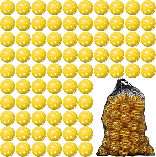 80 Pack Practice Golf Balls Limited Flight 42 mm Golf Training Airflow Hollow Plastic Ball for Women Men Indoor Outdoor Driving Range Swing Practice Home