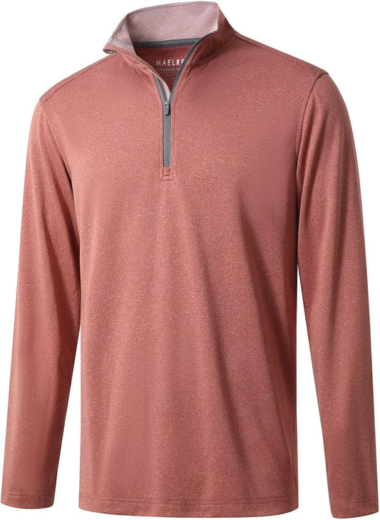 M MAELREG Quarter Zip Golf Pullover Men Dry Fit Long Sleeve Performance Wicking Mock Neck 1/4 Zip Pullover Mens Sweatshirt