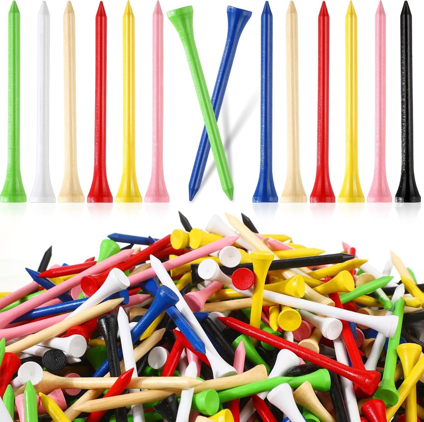 Mudder 2000 Pcs Bamboo Golf Tees Bulk Professional Golf Tees Reduce Friction Side Spin for Club Men Women Kids Accessories