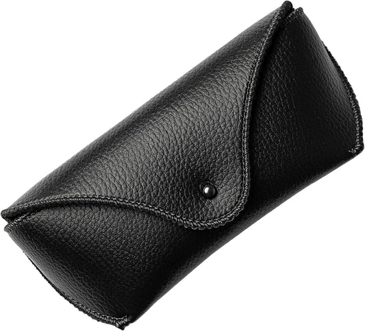 PU Leather Sunglasses Case Black, Soft Durable Glasses Case Medium Big Sunglass, Portable Sunglasses Case Slim, Spectacles Case, Knocks Protection Case