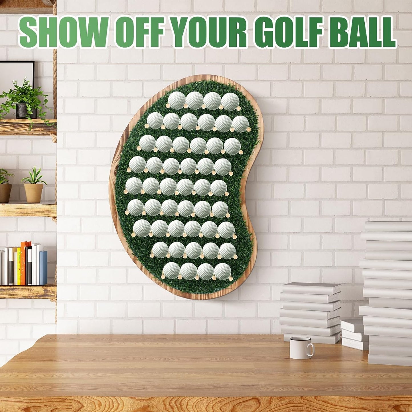 40-Golf Ball Display Rack Golf Ball Collection Display Stand Green Wall Mount Cabinet Holder for Gifts Adult Golfs Enthusiasts