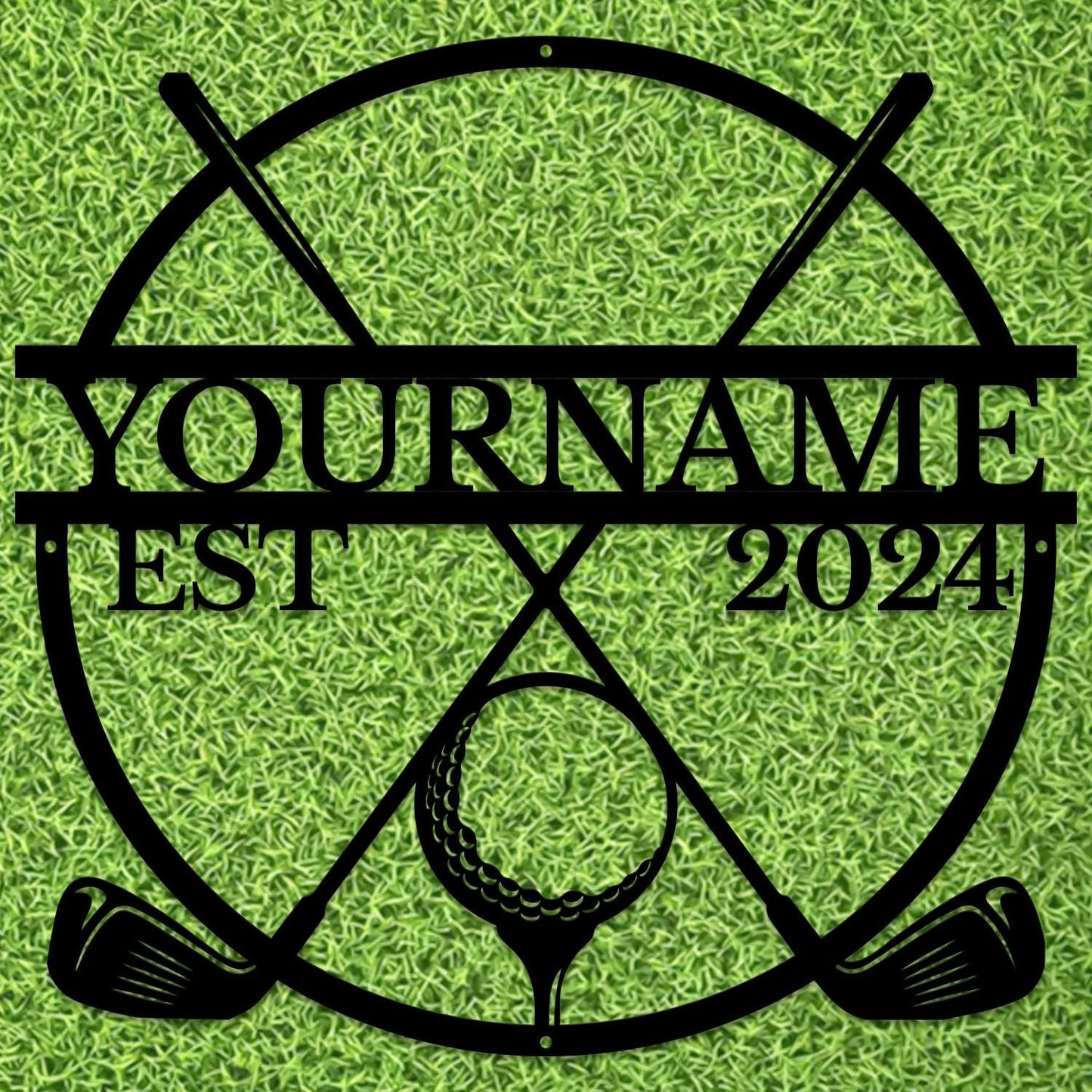 Golf Art Metal Signs,Custom Golf Metal Name Signs,Personalized Golf Signs,Black Golf Metal Wall Art Signs,Golfball Home Outdoor Metal Signs (Style G)