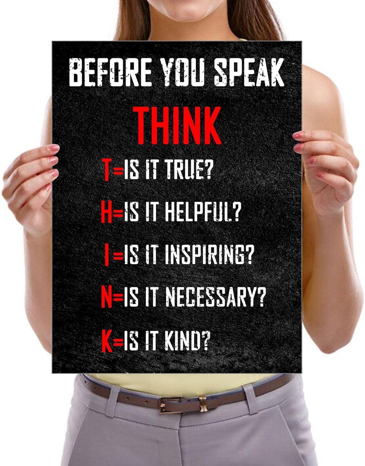 Pyradecor Motivational Think Before You Speak Classroom Positive Quotes Inspirational Poster Canvas Prints Wall Art for Office Living Room Home Decorations