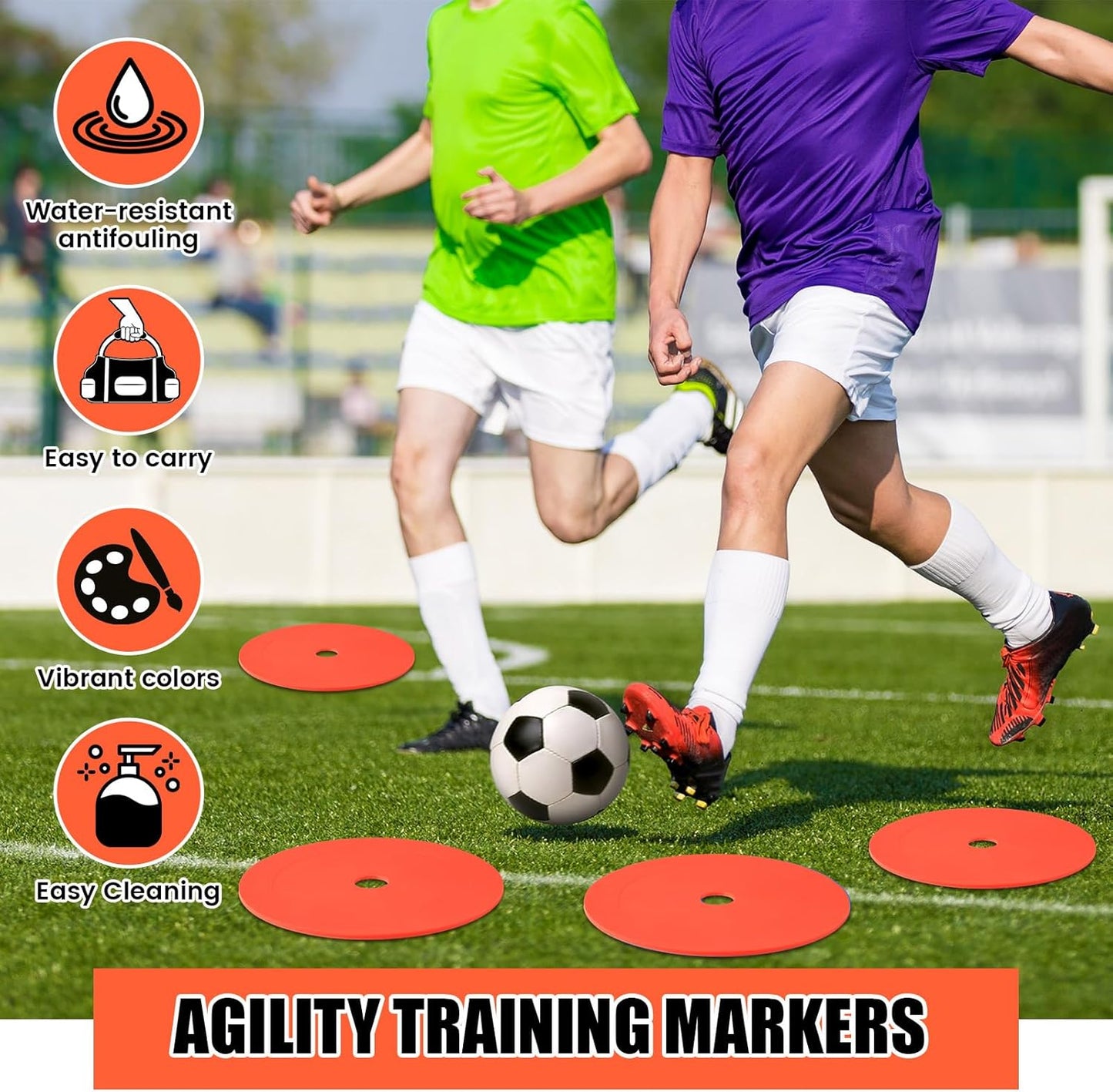 6 inch Flat Cones Spot Markers Non-Skid Floor Hole Soccer Cones Field Court Spot Markers Flat Discs Soccer Training Equipment for Football Sports Speed Agility Practice
