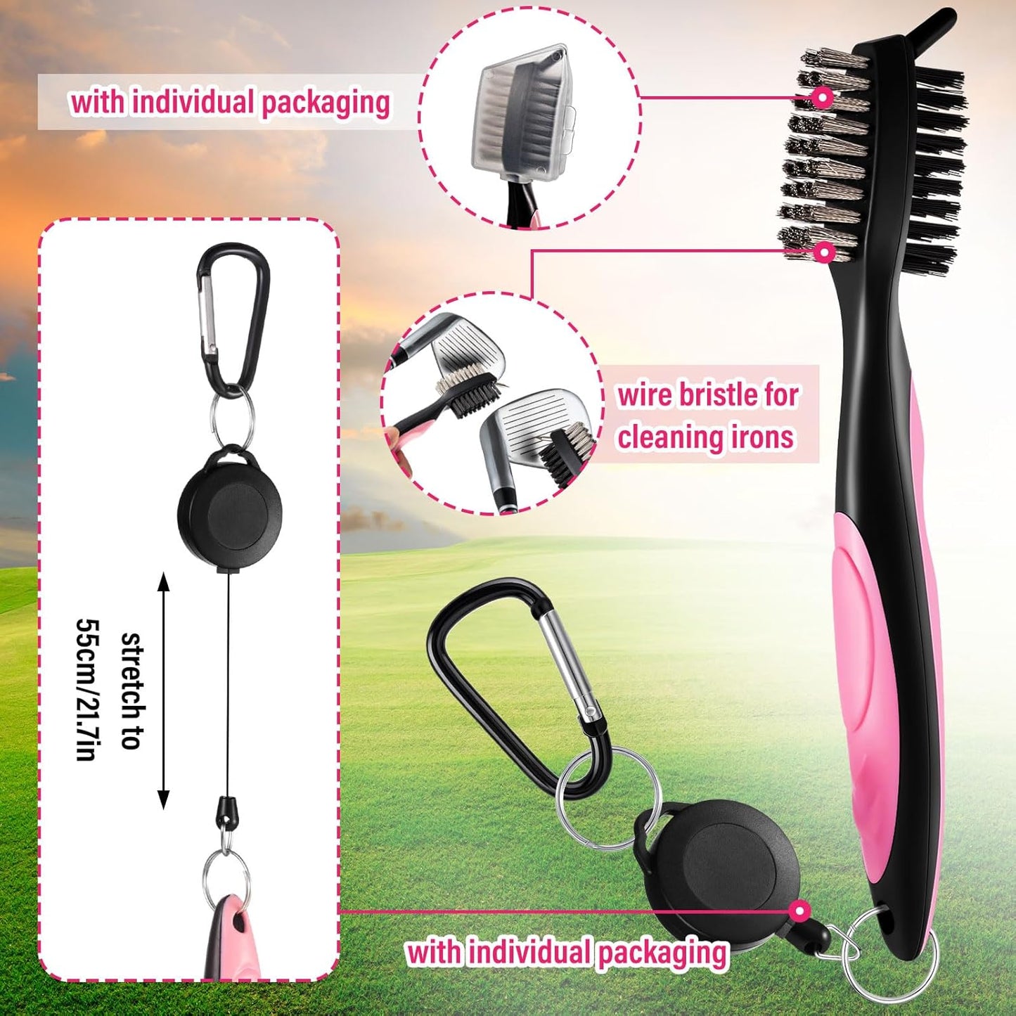 Liliful 12 Pcs Golf Accessories Kit, Include Golf Ball Bag with Hook Towel Tees Magnetic Ball Marker Divot Tool Cleaner Brush for Women Man Gifts