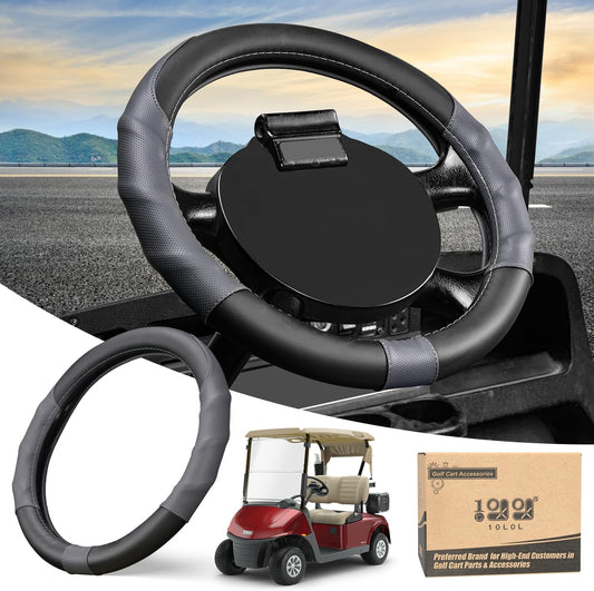 10L0L 13 Inch Golf Cart Steering Wheel Covers for EZGO TXT&RXV, Upgraded Microfiber Anti-Slip Steering Wheel Cover with Pu Leather