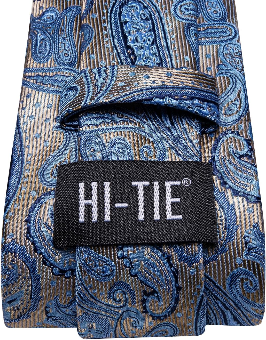 Hi-Tie Men 63inches Tie Set Extra Long Necktie Paisley Tie Pocket Suqare Cufflinks Big and Tall Men Tie