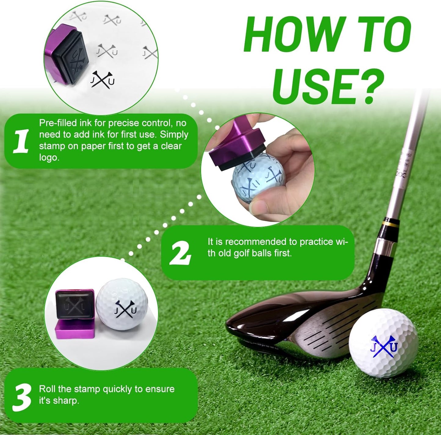 Personalized Golf Ball Stamp - Custom Golf Ball Marker, Waterproof & Long-Lasting Fun Imprint Monogram, Best Golf Accessories 2025 for Men, Large & Clear, Ideal Golf Gift for Dad, women, retirement