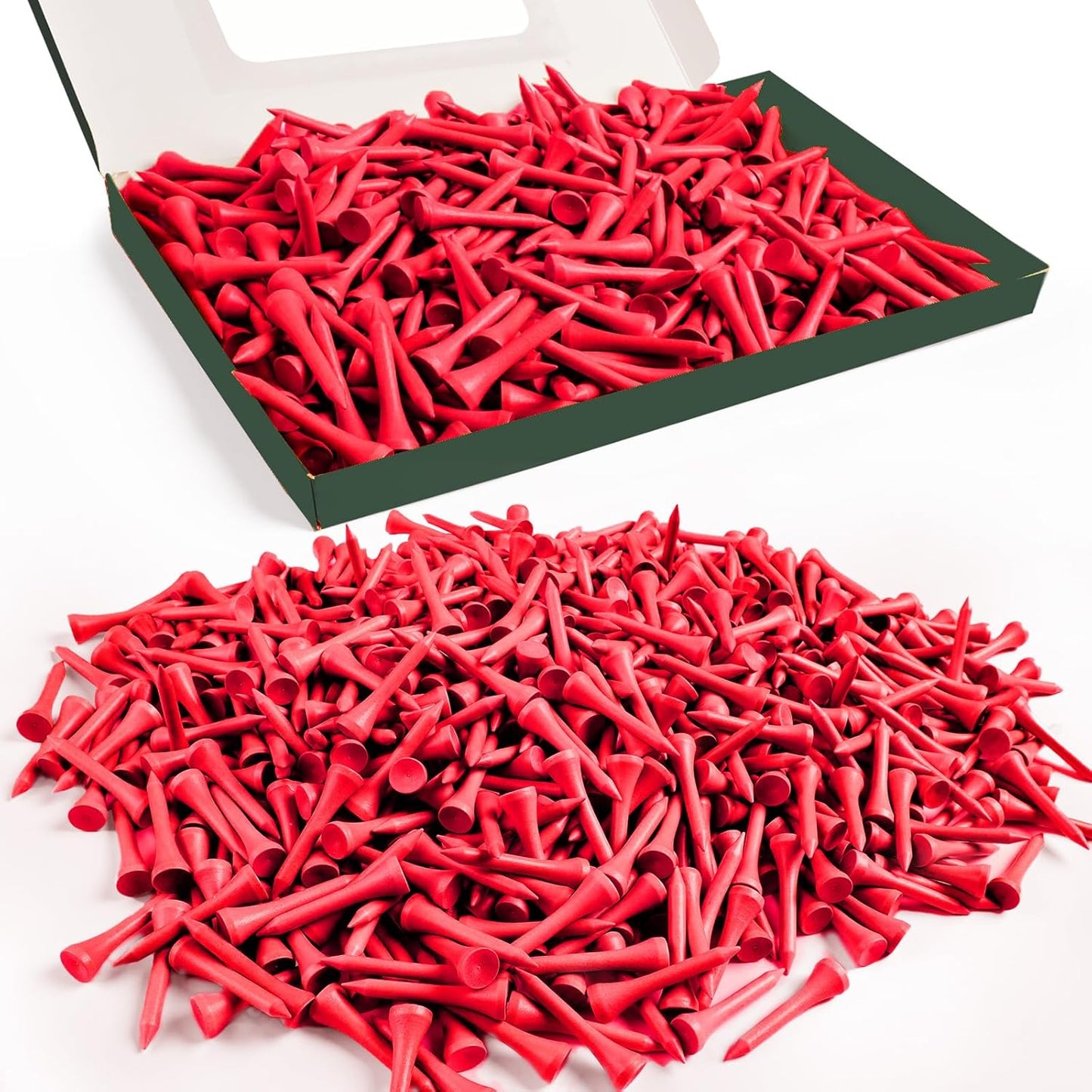 FINGER TEN Bamboo Golf Tees Wood 1 1/2 2 3/4 3 1/4 Inch Wooden Short Long Tee Color Bulk 250/500/1000/2000 Count for Men Women Kids in Red Pink USA Flag