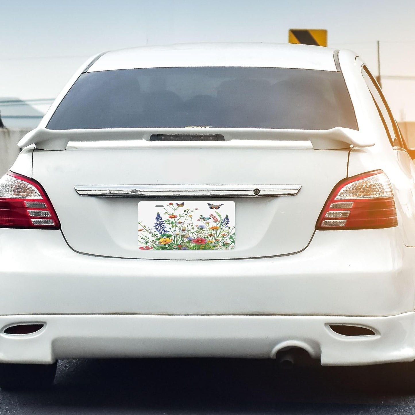 Custom Front License Plate for Car Designs Personalized Flower Stainless License Plate Cover Holder for Men Women Metal Aluminum Decorative Accessory Vanity Tag Standard 6 X 12 inch (4 Holes)