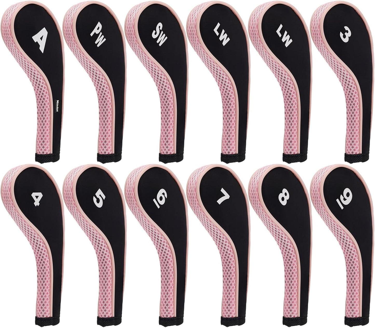 Andux 12pcs/Set Golf Iron Club Head Covers Number Print Long Neck with Zipper